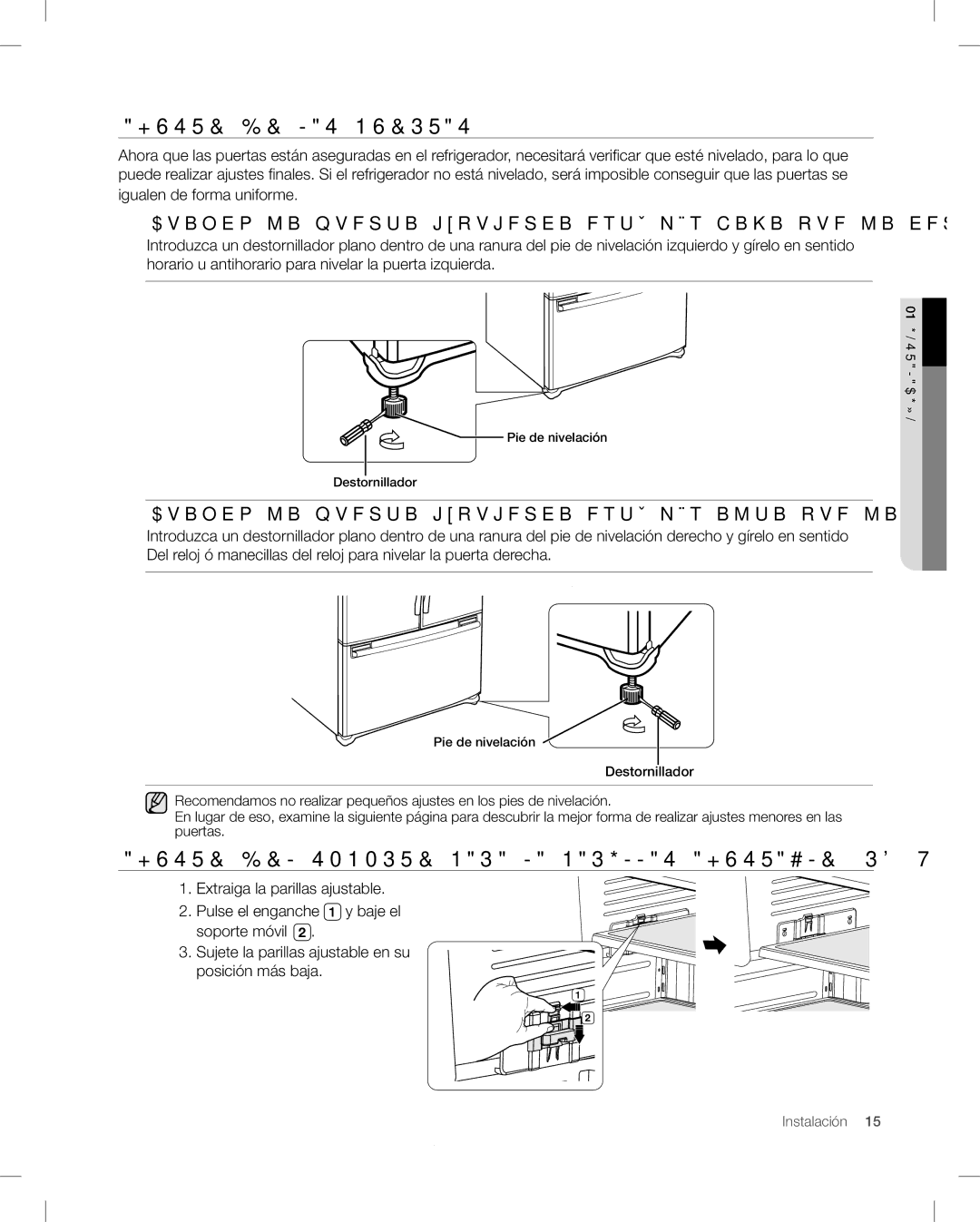 Samsung Ajuste DE LAS Puertas, Ajuste DEL Soporte Para LA Parillas Ajustable RF26V, Igualen de forma uniforme 