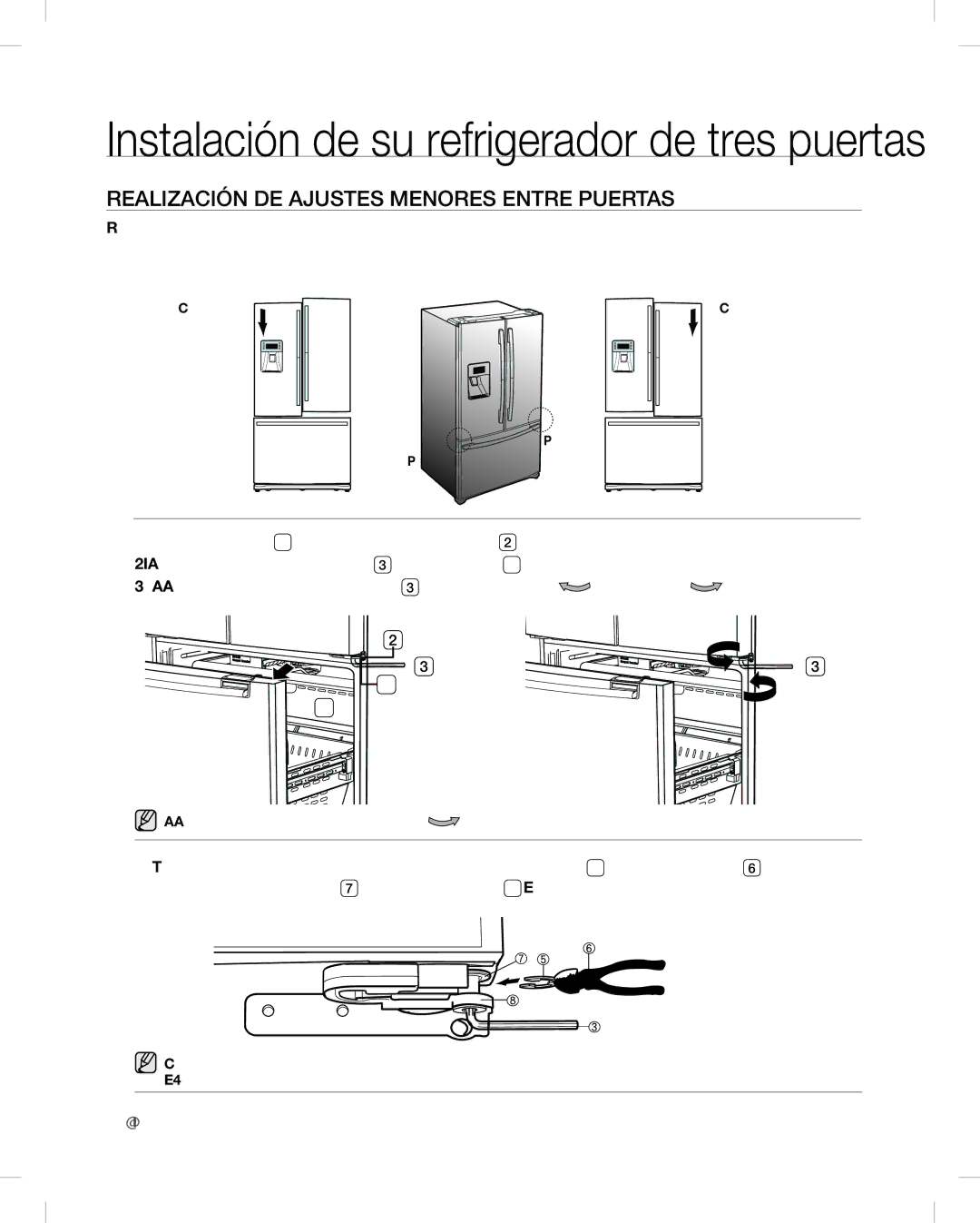 Samsung RF26V user manual Realización DE Ajustes Menores Entre Puertas 