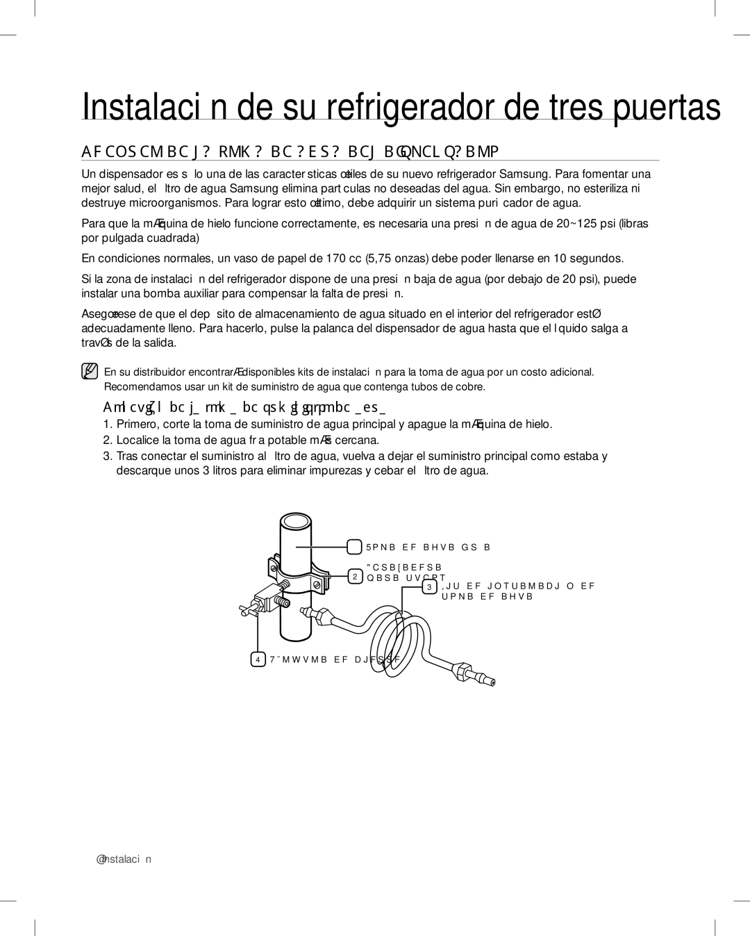 Samsung RF26V user manual Chequeo DE LA Toma DE Agua DEL Dispensador, Conexión de la toma de suministro de agua 