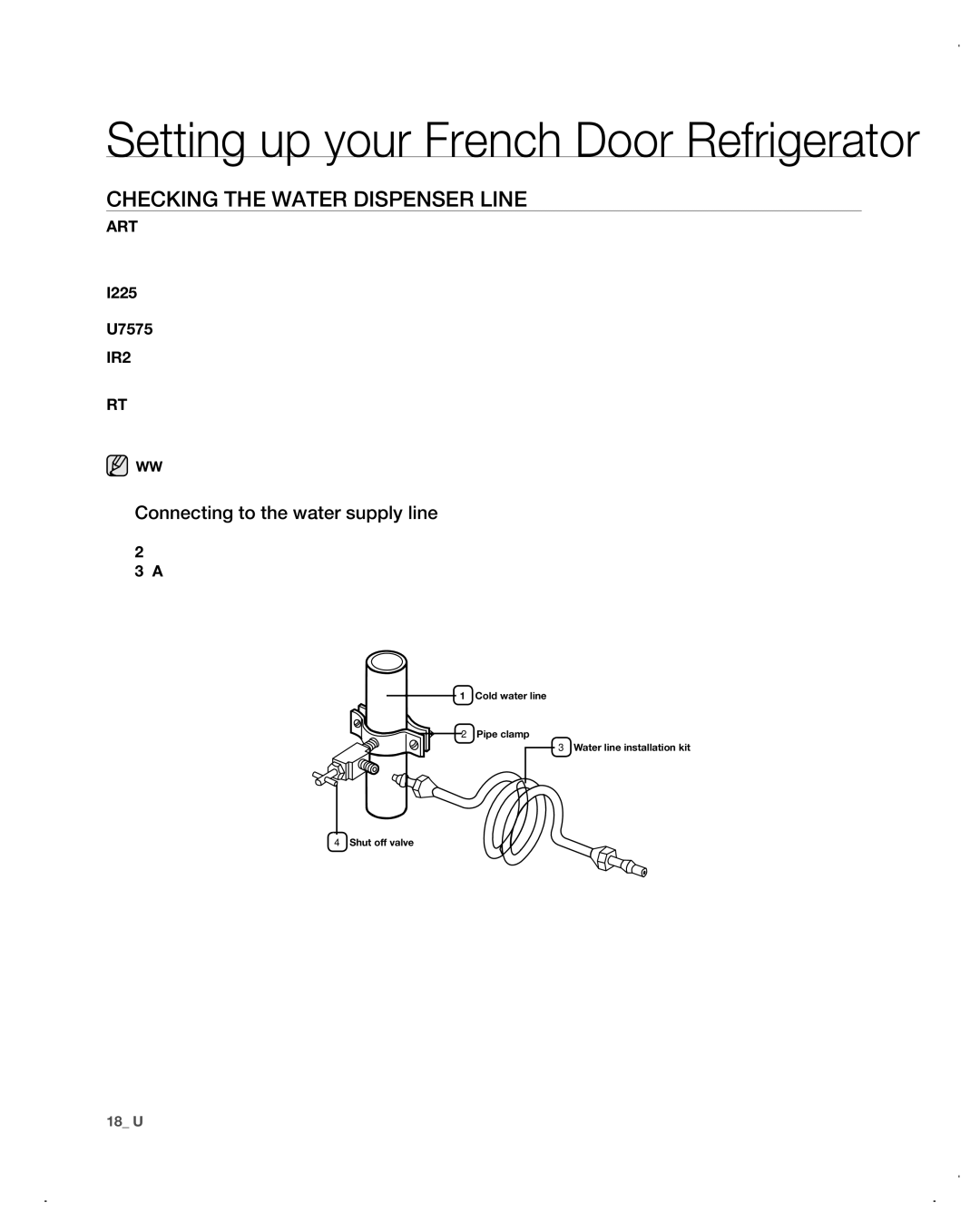 Samsung RF26VAB user manual Checking the Water Dispenser Line, Connecting to the water supply line 