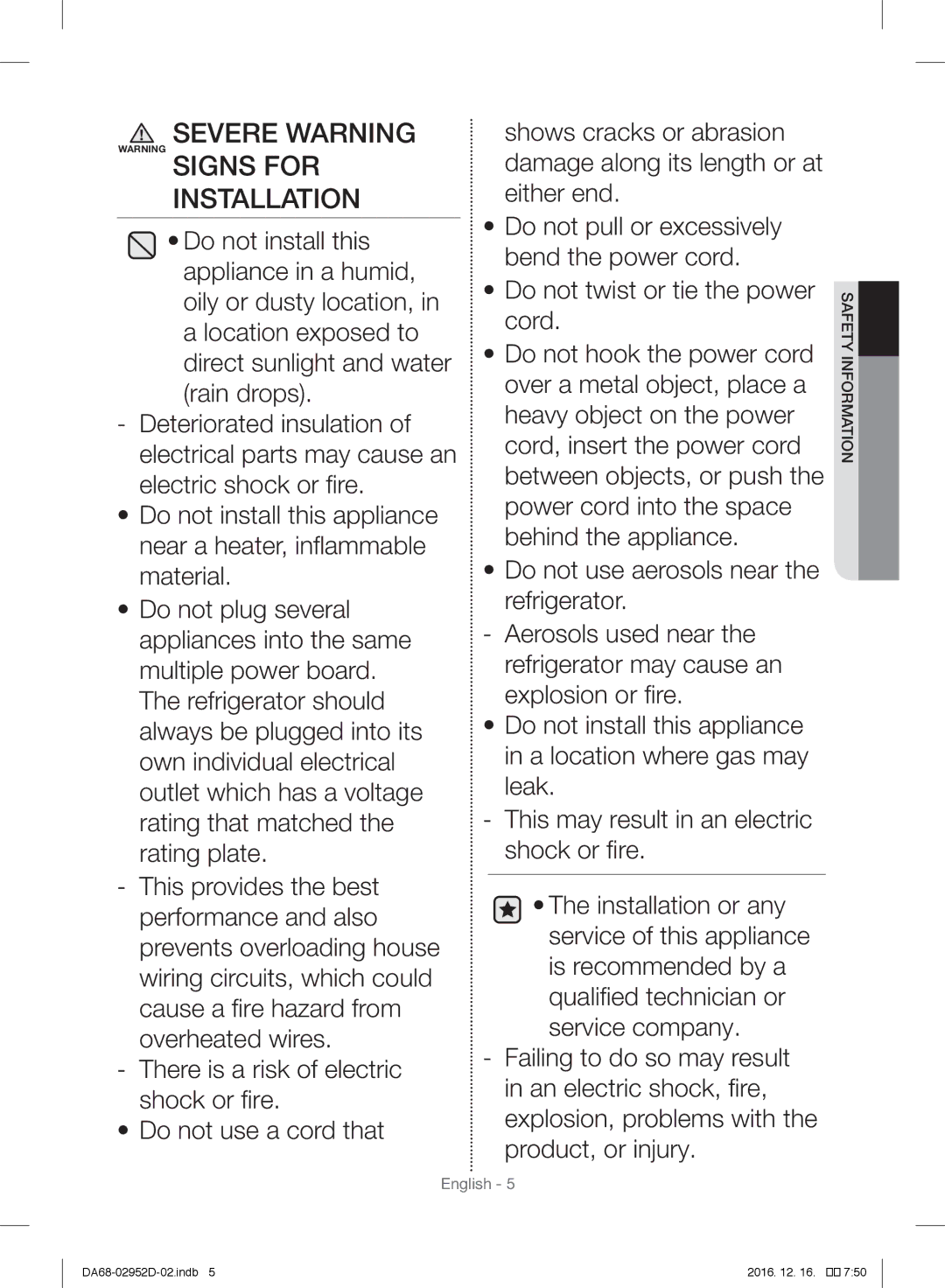 Samsung RF28HMEDBSR/ML manual Installation 