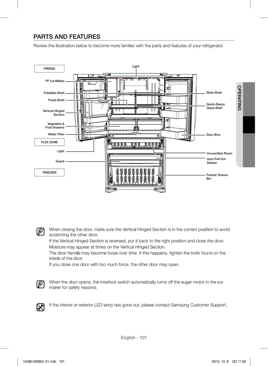 Samsung RF28HMELBSR/ML manual Parts and Features, Fridge 