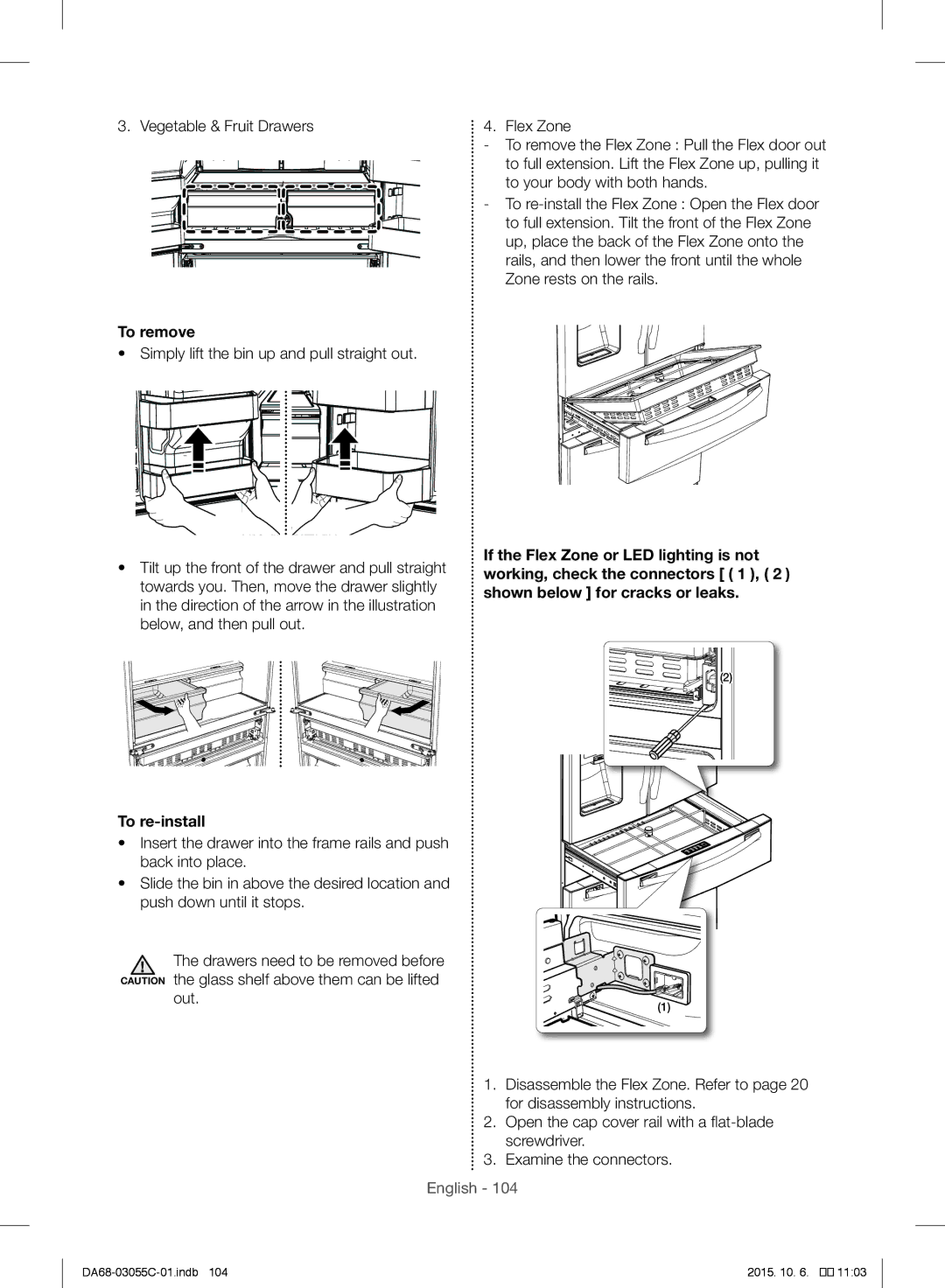 Samsung RF28HMELBSR/ML manual Vegetable & Fruit Drawers, To remove 