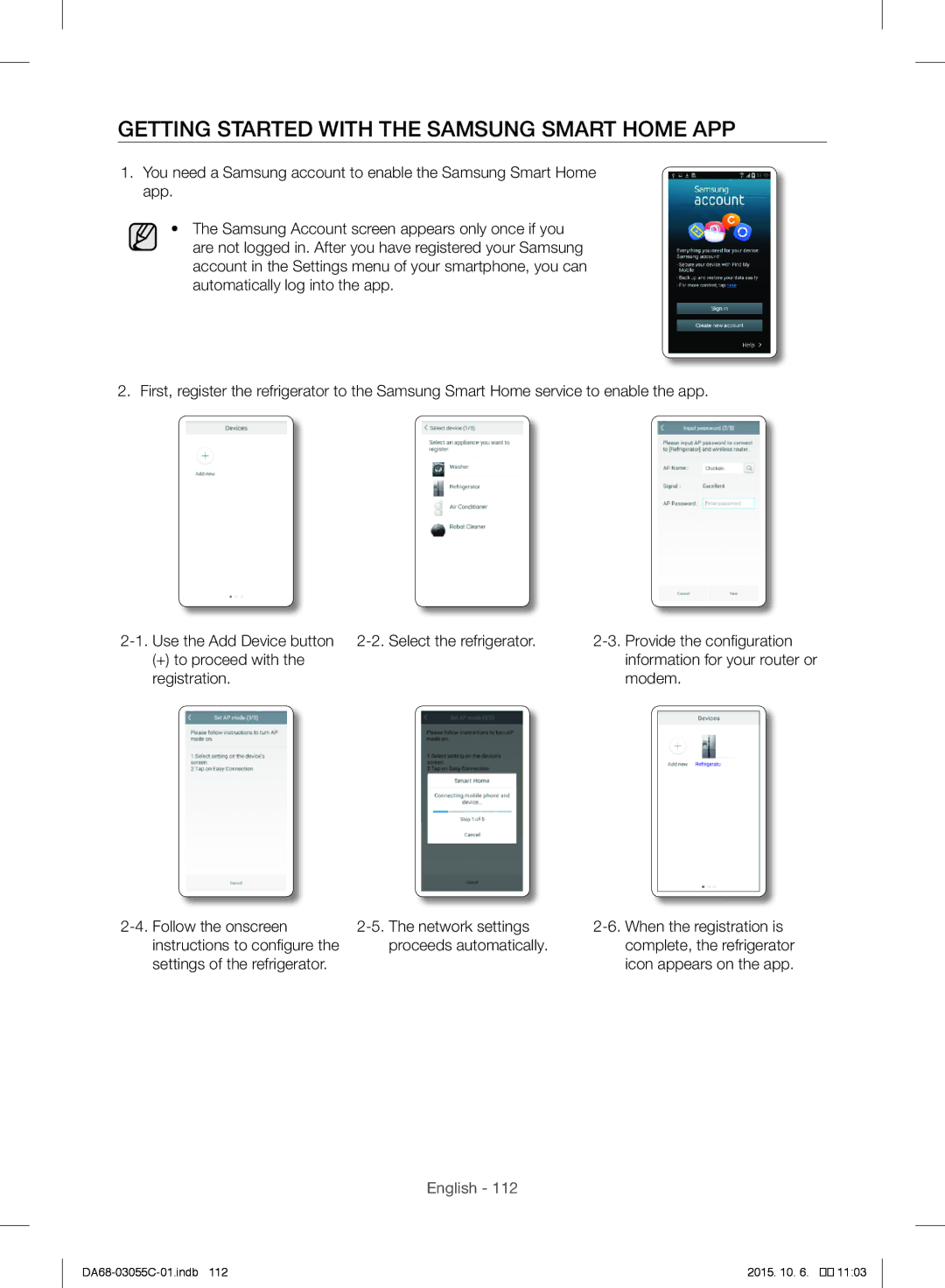 Samsung RF28HMELBSR/ML manual Getting Started with the Samsung Smart Home APP, Settings of the refrigerator 