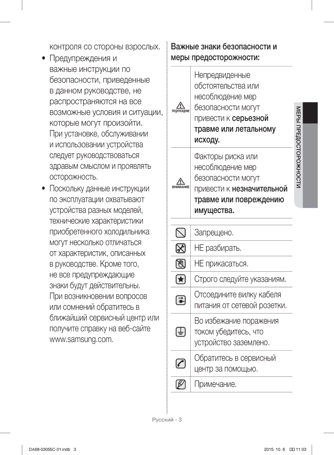 Samsung RF28HMELBSR/ML Руководстве. Кроме того, Непредвиденные, Обстоятельства или, Несоблюдение мер, Безопасности могут 