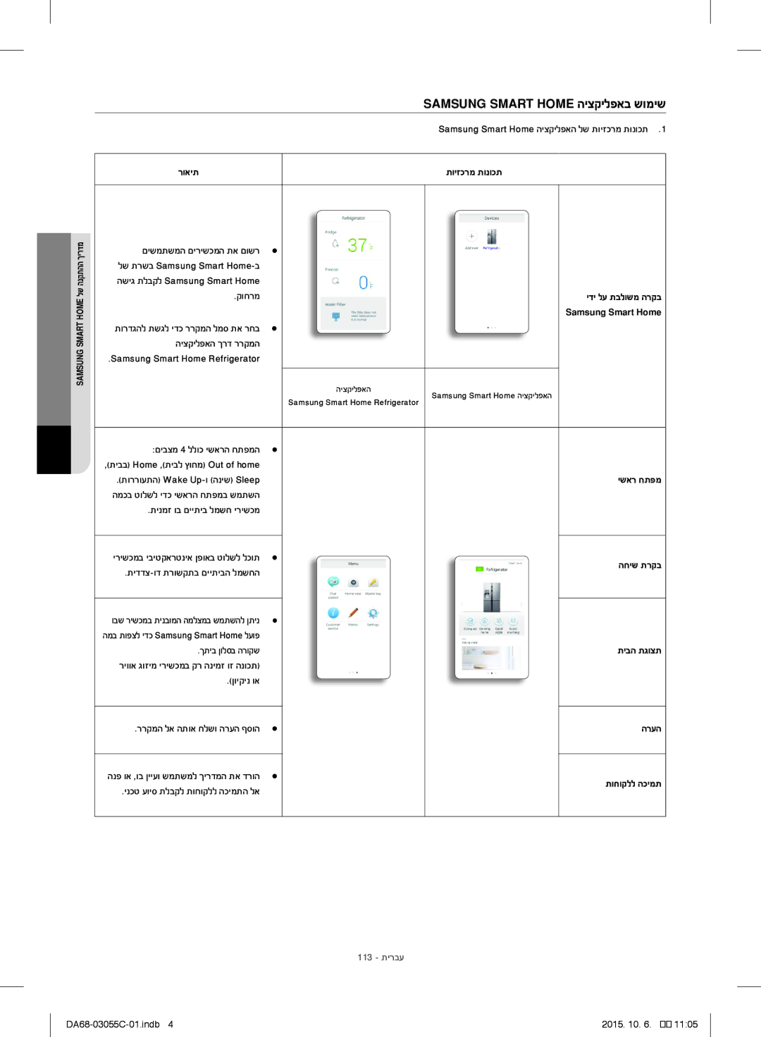 Samsung RF28HMELBSR/ML manual Samsung Smart Home היצקילפאב שומיש 