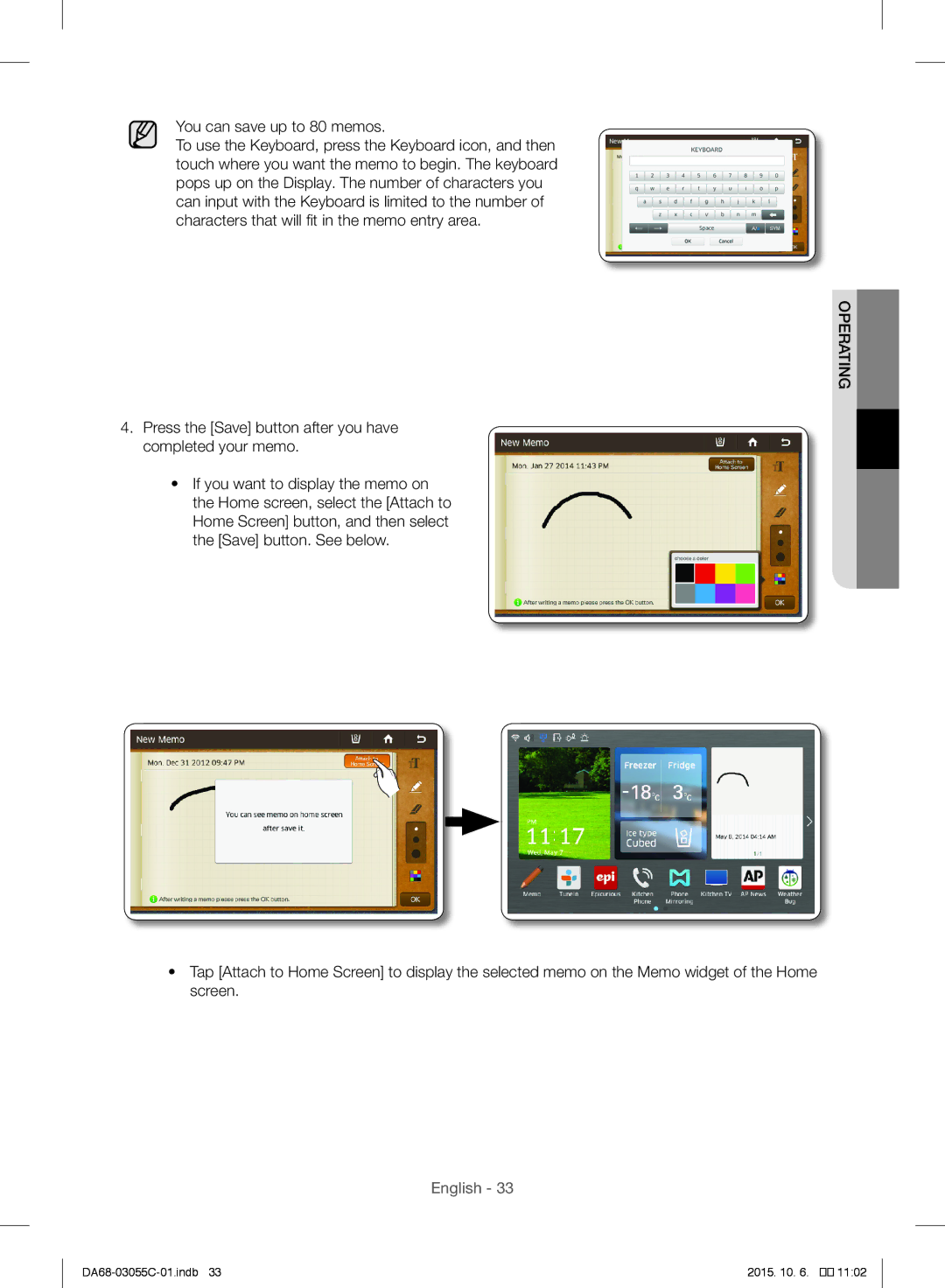 Samsung RF28HMELBSR/ML manual You can save up to 80 memos 