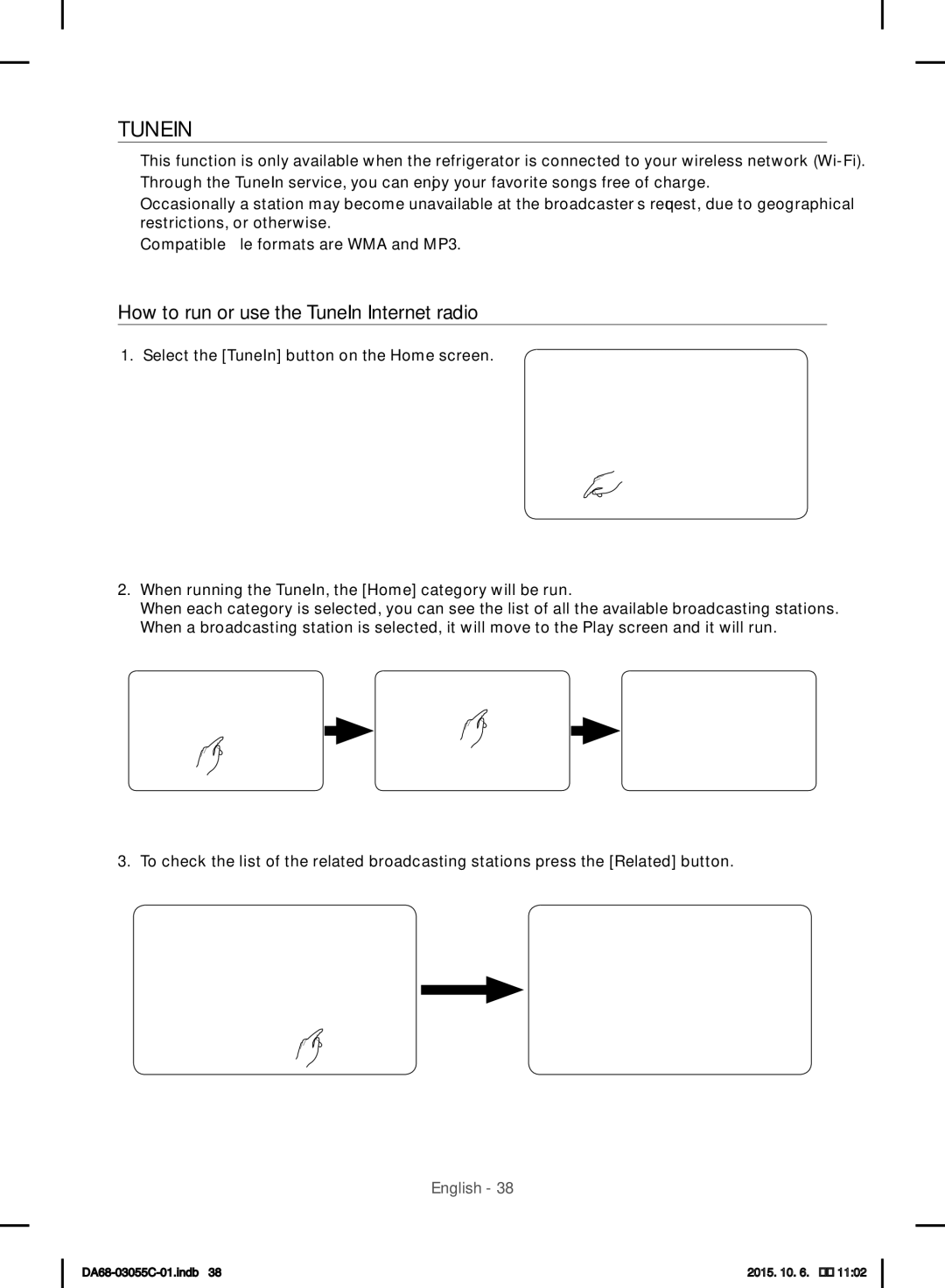 Samsung RF28HMELBSR/ML manual Tunein, How to run or use the TuneIn Internet radio 