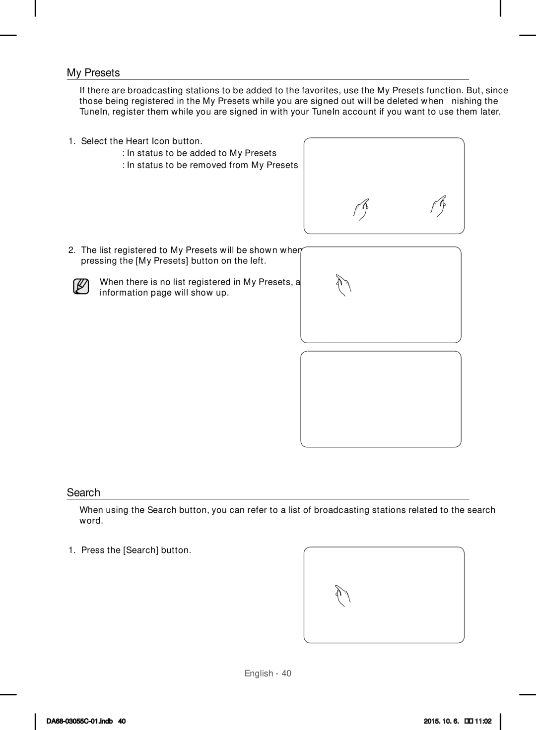 Samsung RF28HMELBSR/ML manual My Presets, Search 