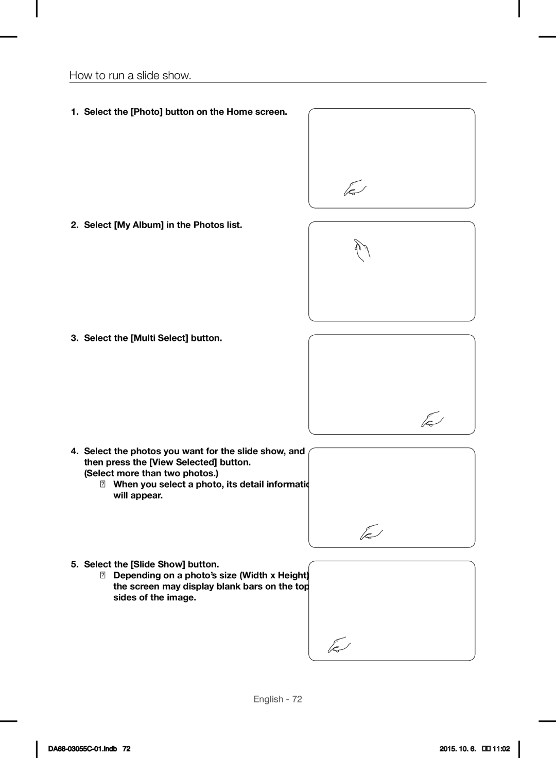 Samsung RF28HMELBSR/ML manual How to run a slide show 