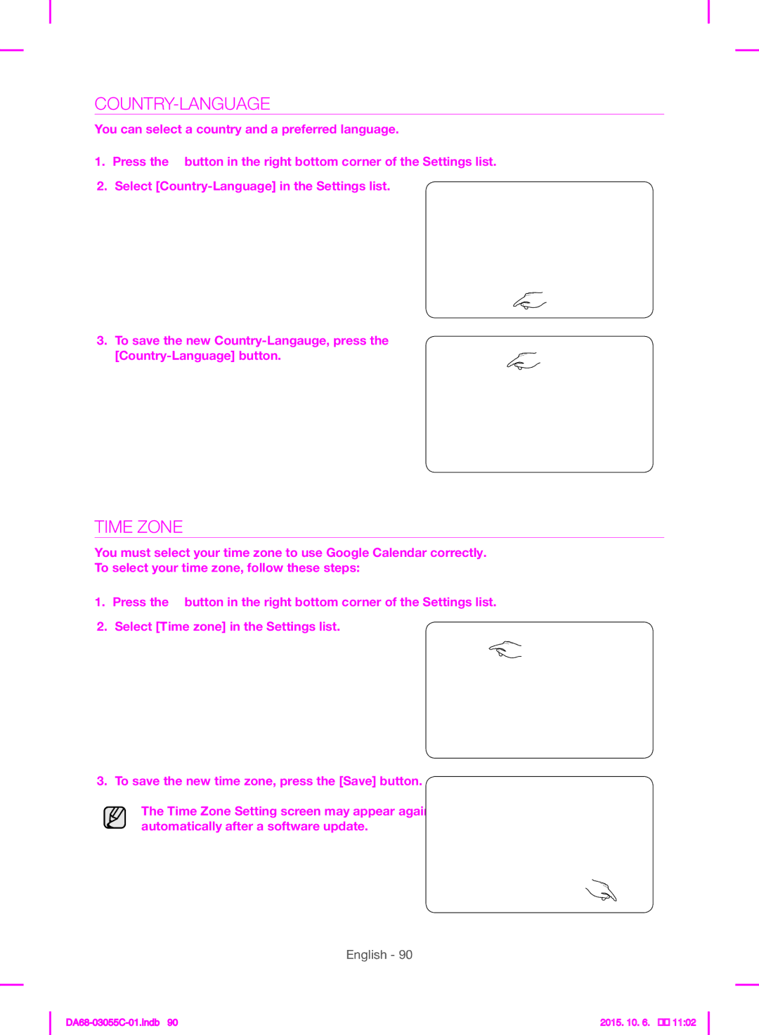 Samsung RF28HMELBSR/ML manual Country-Language 