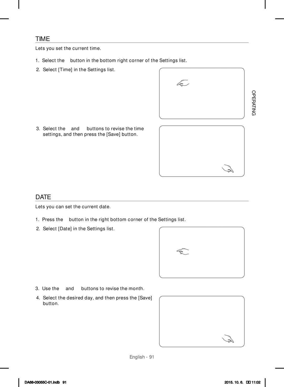 Samsung RF28HMELBSR/ML manual Time, Date 