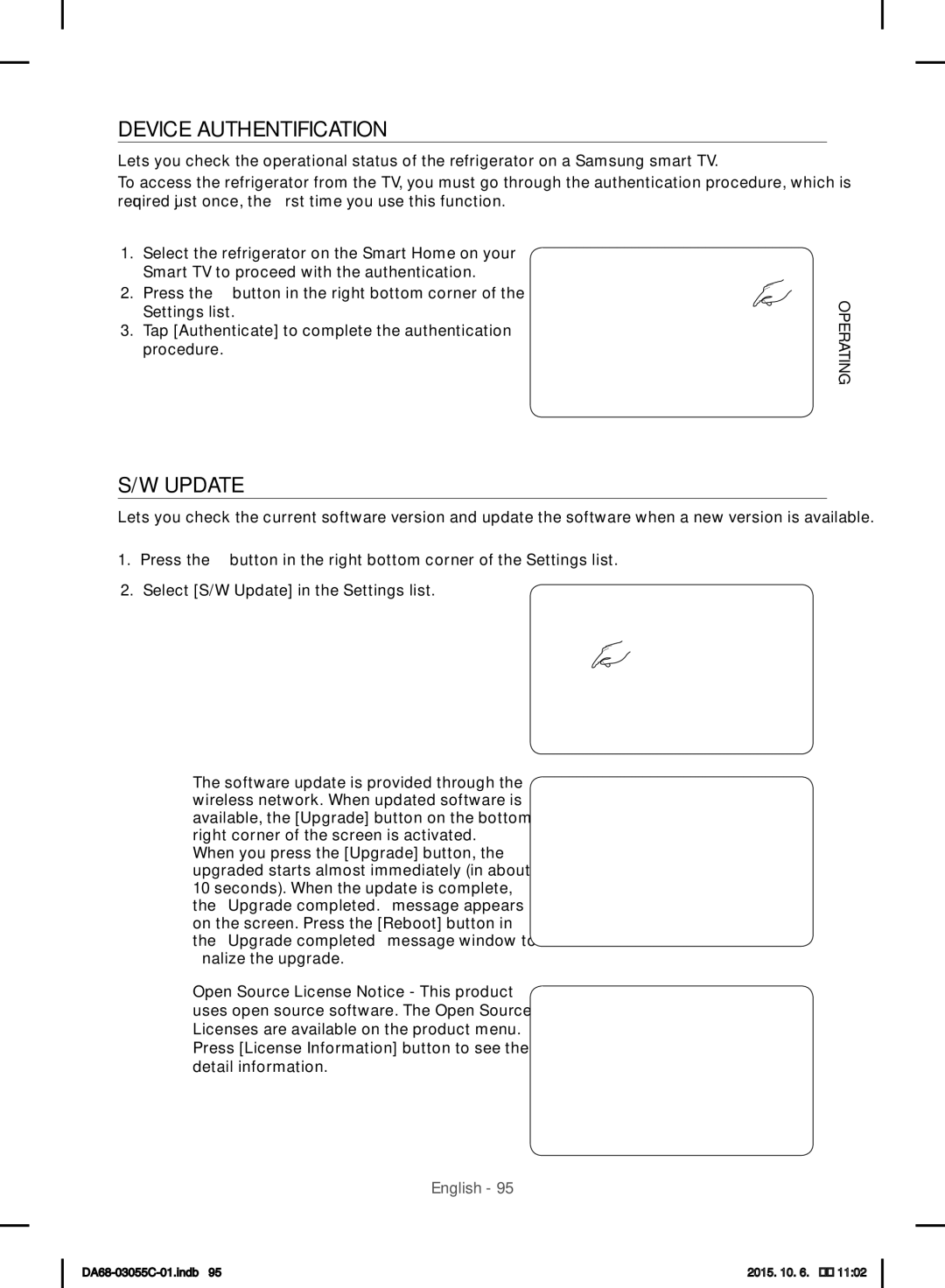 Samsung RF28HMELBSR/ML manual Device Authentification, Update 