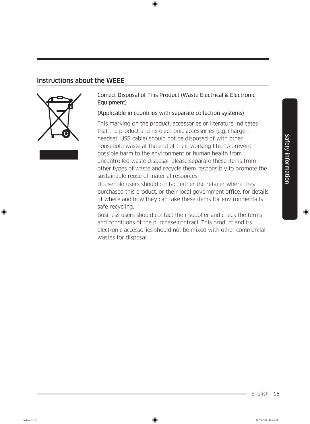 Samsung RF28K9070SR/ML manual Instructions about the Weee 