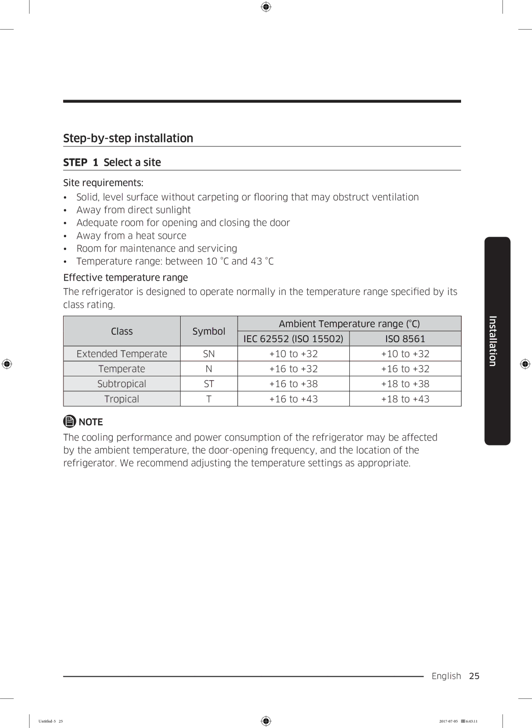 Samsung RF28K9070SR/ML manual Step-by-step installation, Select a site 