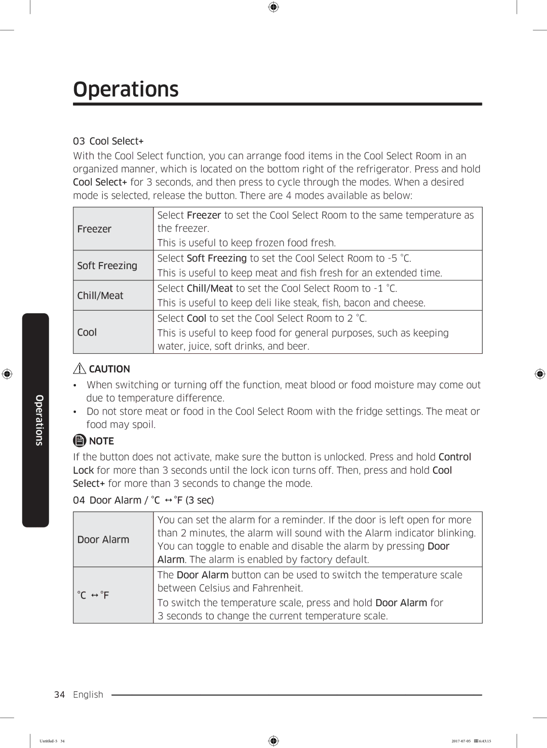 Samsung RF28K9070SR/ML manual Operations 