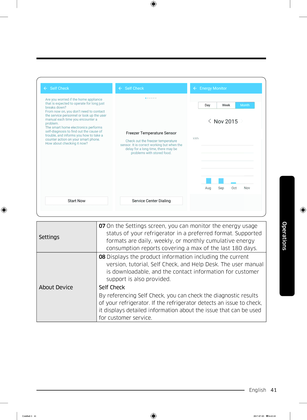 Samsung RF28K9070SR/ML manual On the Settings screen, you can monitor the energy usage 