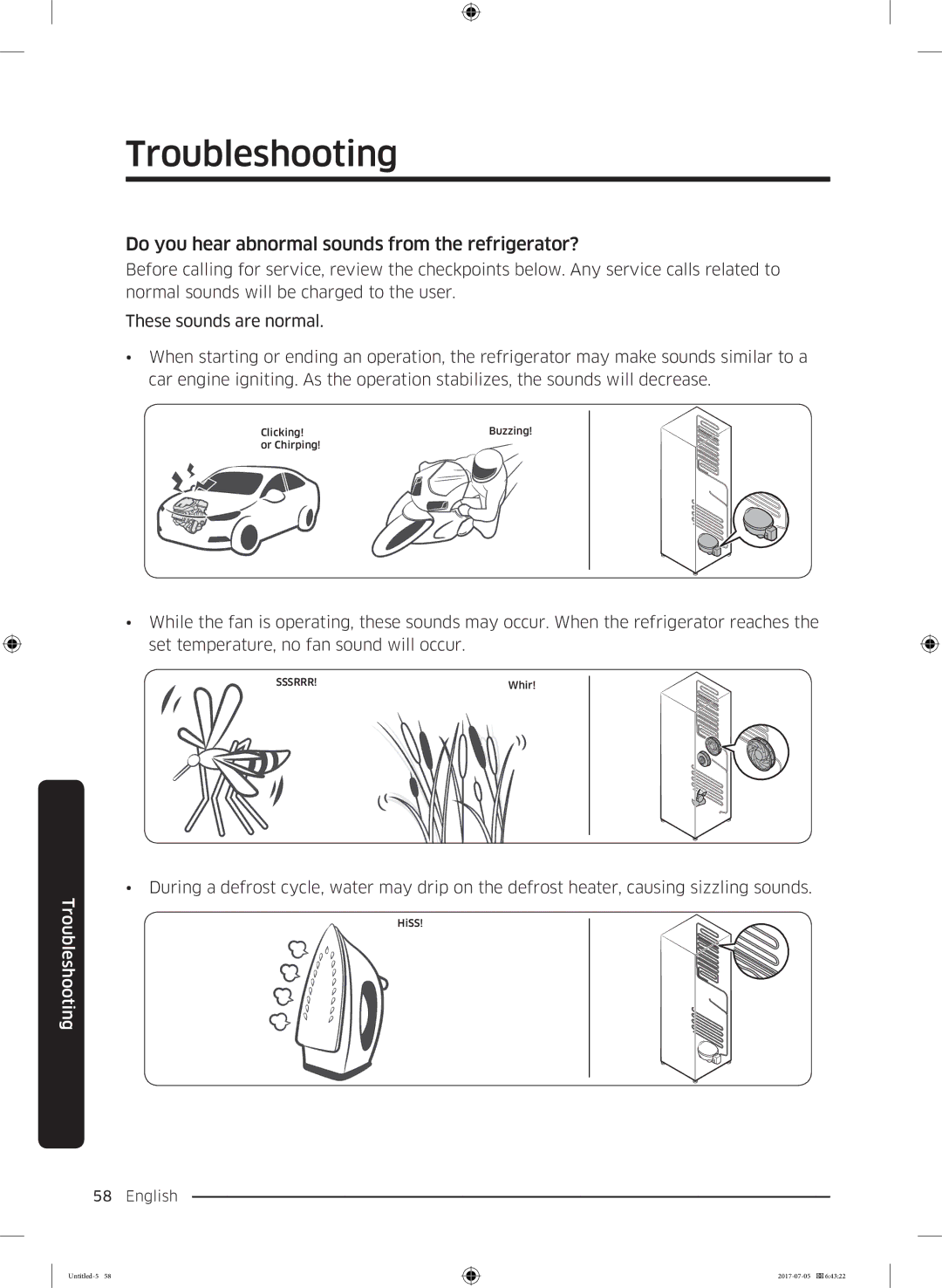 Samsung RF28K9070SR/ML manual Do you hear abnormal sounds from the refrigerator? 