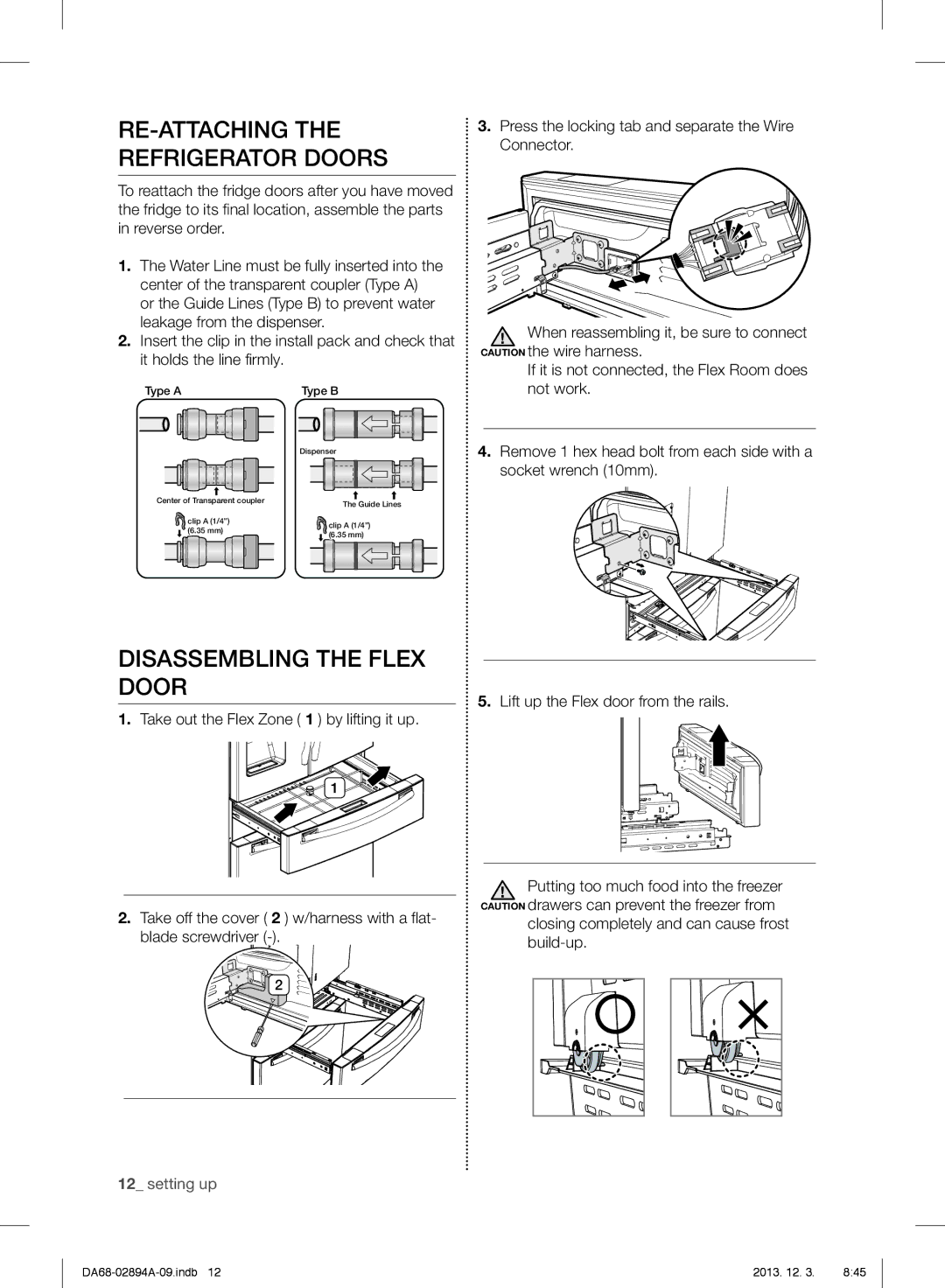 Samsung RF31FMEDBSR RE-ATTACHING the Refrigerator Doors, Disassembling the Flex Door, Lift up the Flex door from the rails 