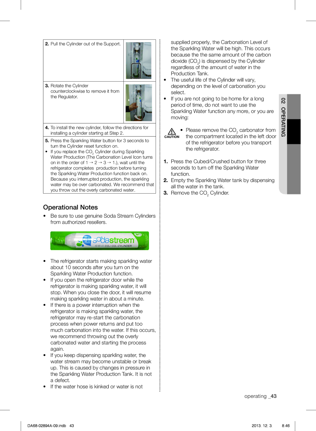 Samsung RF31FMESBSR, RF31FMEDBSR, RF31FMEDBBC user manual Operational Notes 