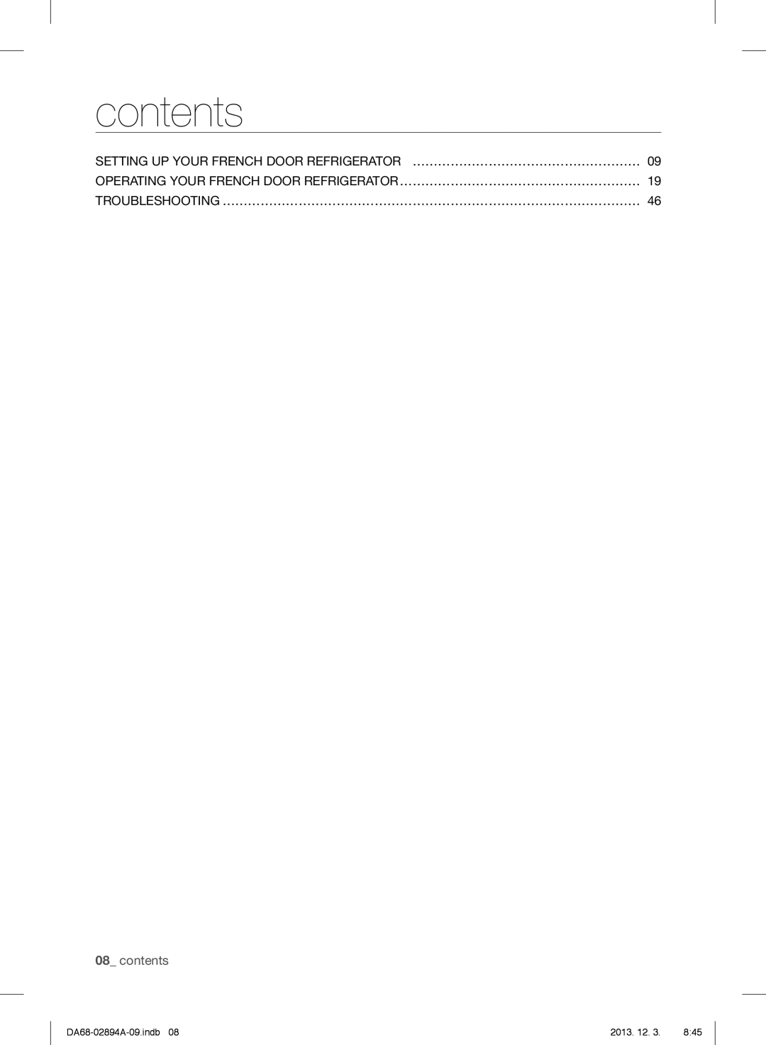 Samsung RF31FMEDBBC, RF31FMEDBSR, RF31FMESBSR user manual Contents 