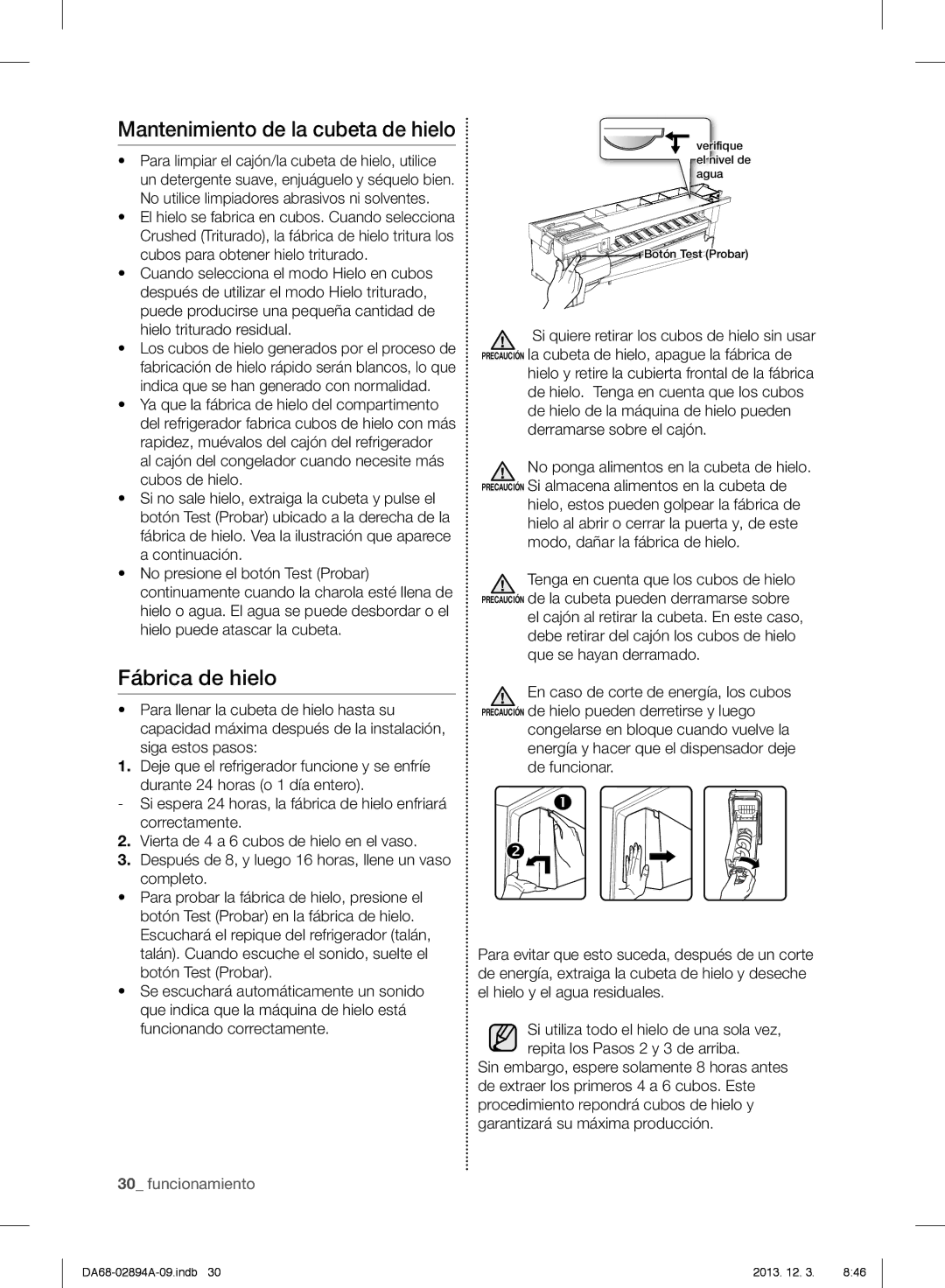 Samsung RF31FMESBSR, RF31FMEDBSR, RF31FMEDBBC user manual Mantenimiento de la cubeta de hielo, Fábrica de hielo 