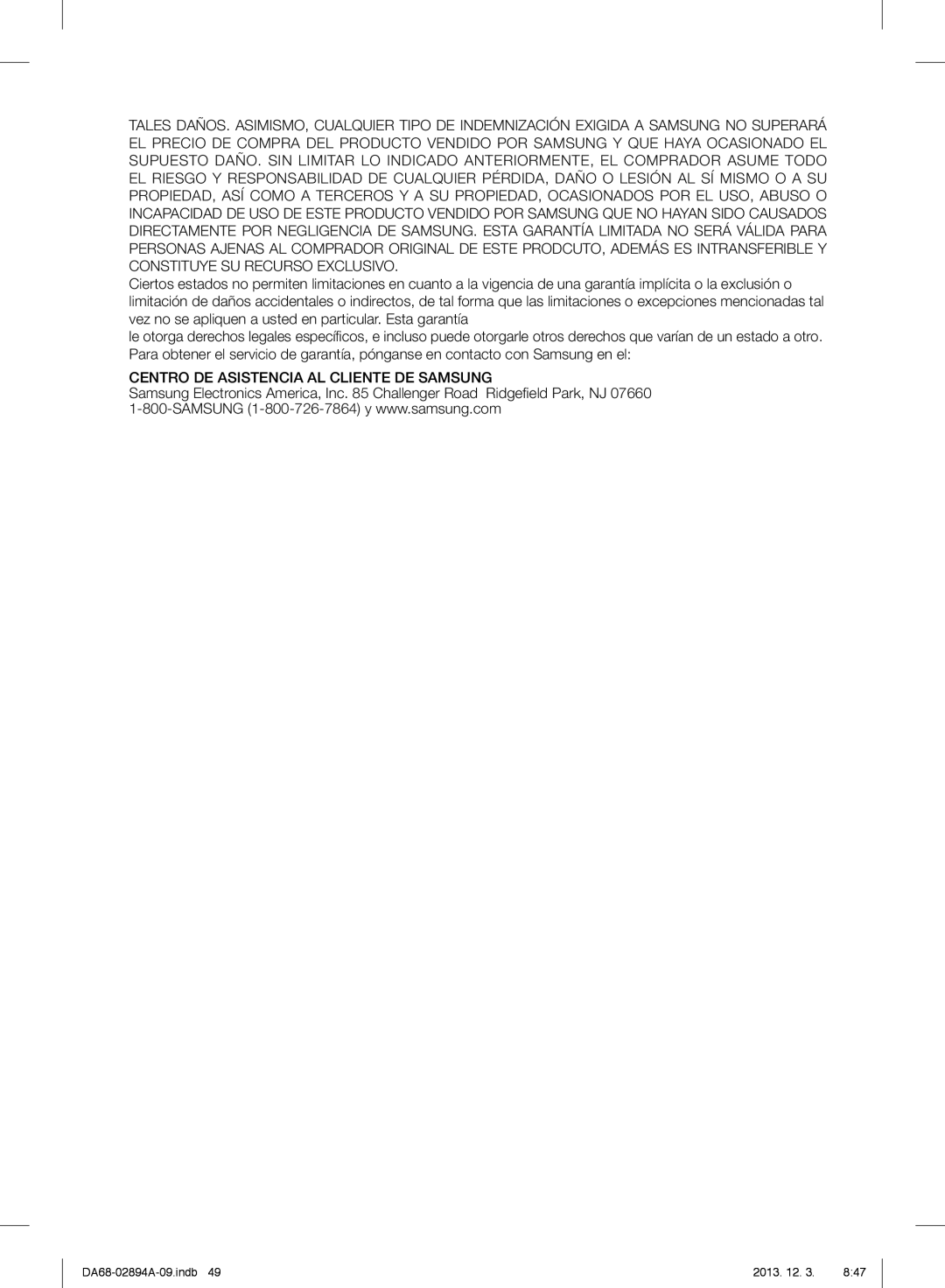 Samsung RF31FMEDBBC, RF31FMEDBSR, RF31FMESBSR user manual Centro De Asistencia Al Cliente De Samsung 