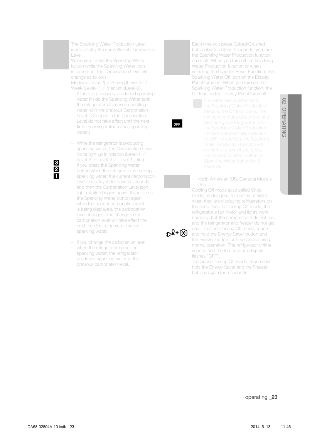 Samsung RF31FMESBSR user manual Off Mode 