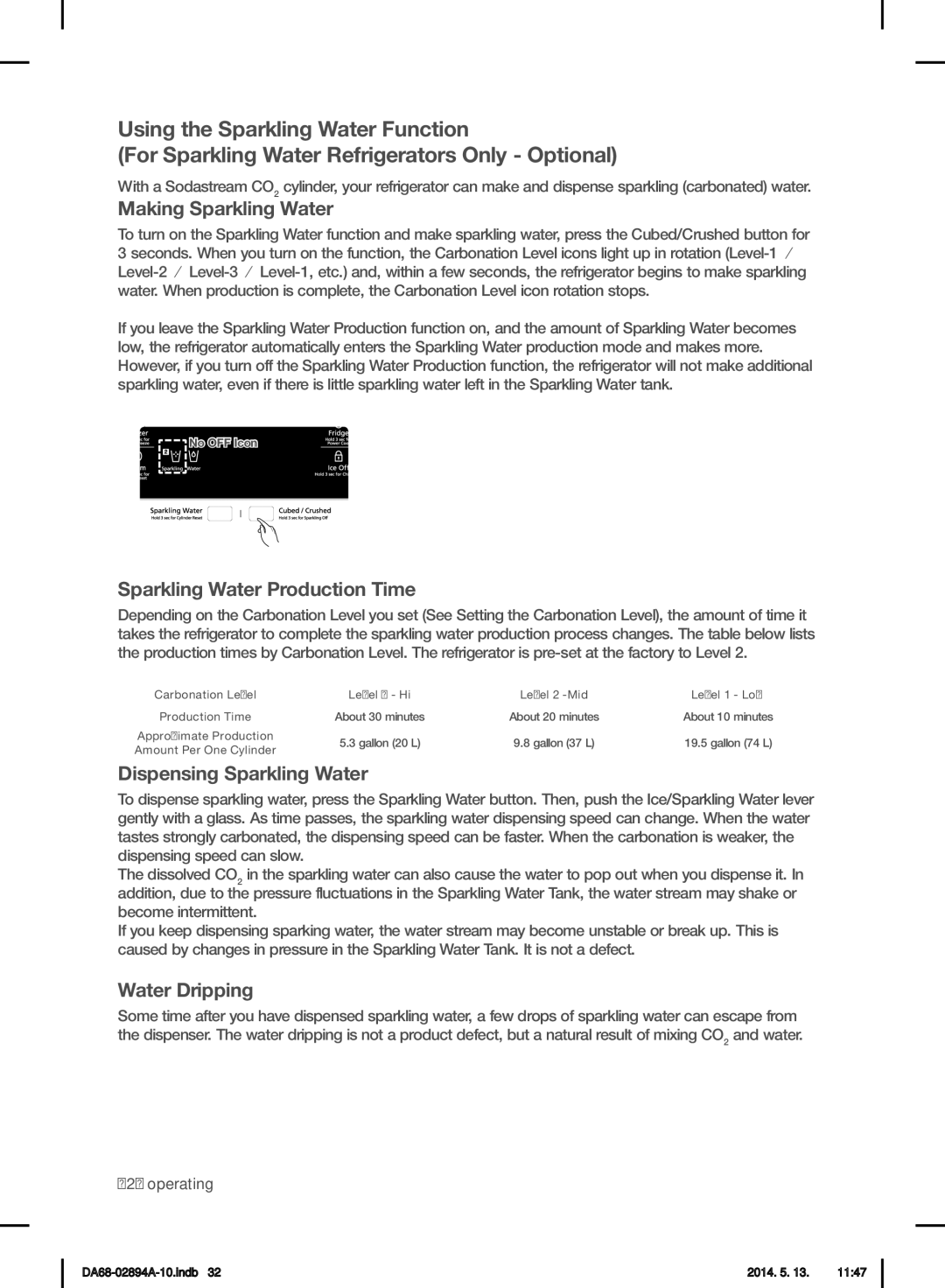 Samsung RF31FMESBSR Making Sparkling Water, Sparkling Water Production Time, Dispensing Sparkling Water, Water Dripping 