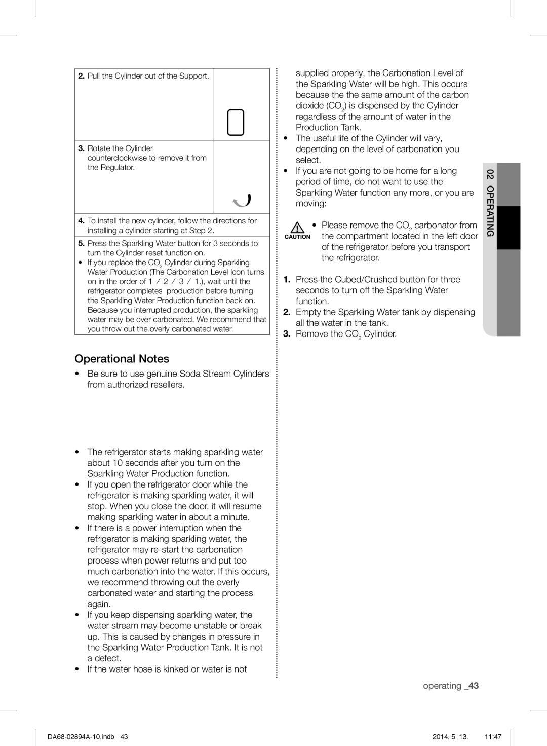 Samsung RF31FMESBSR user manual Operational Notes 