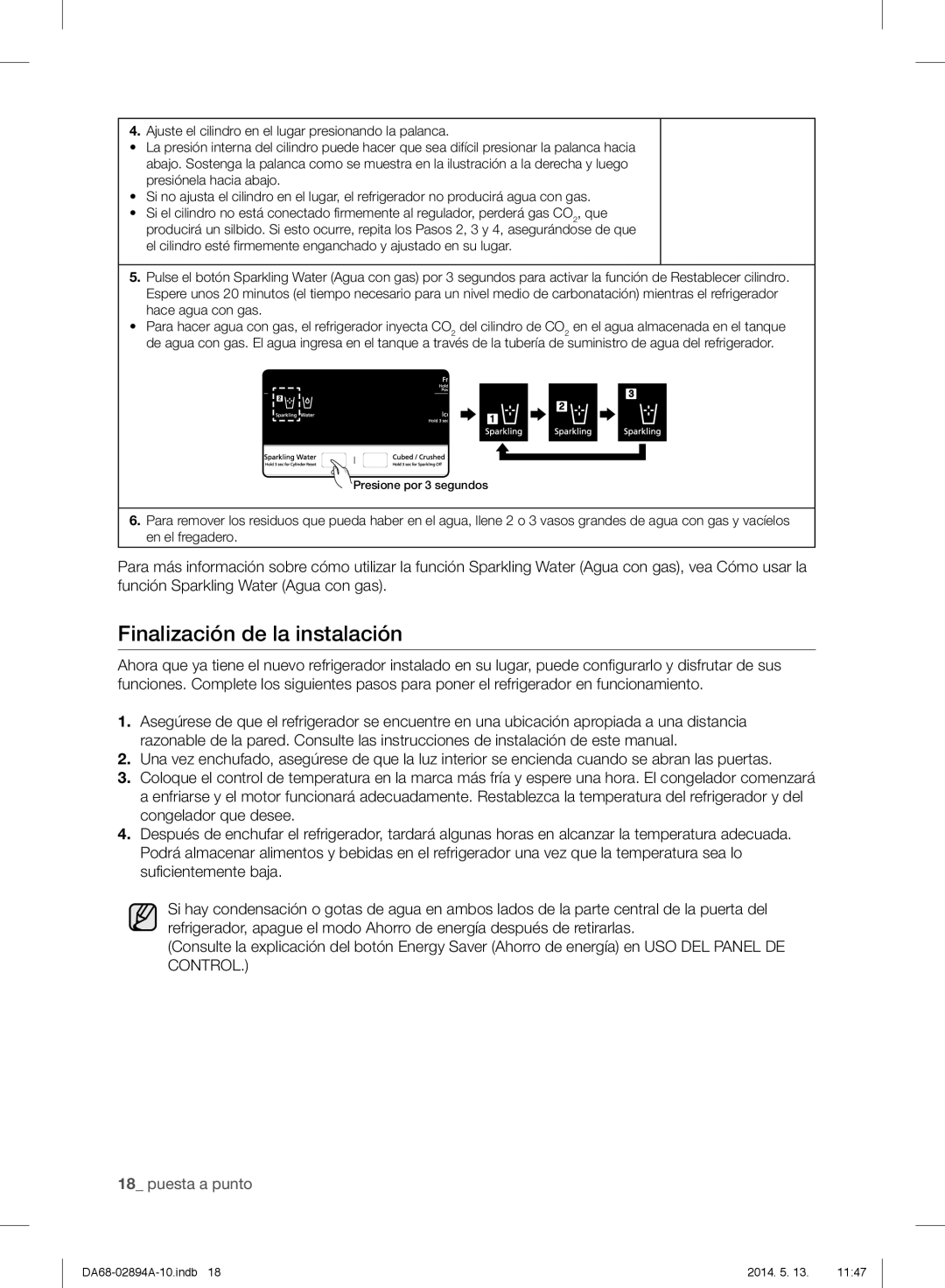 Samsung RF31FMESBSR user manual Finalización de la instalación 