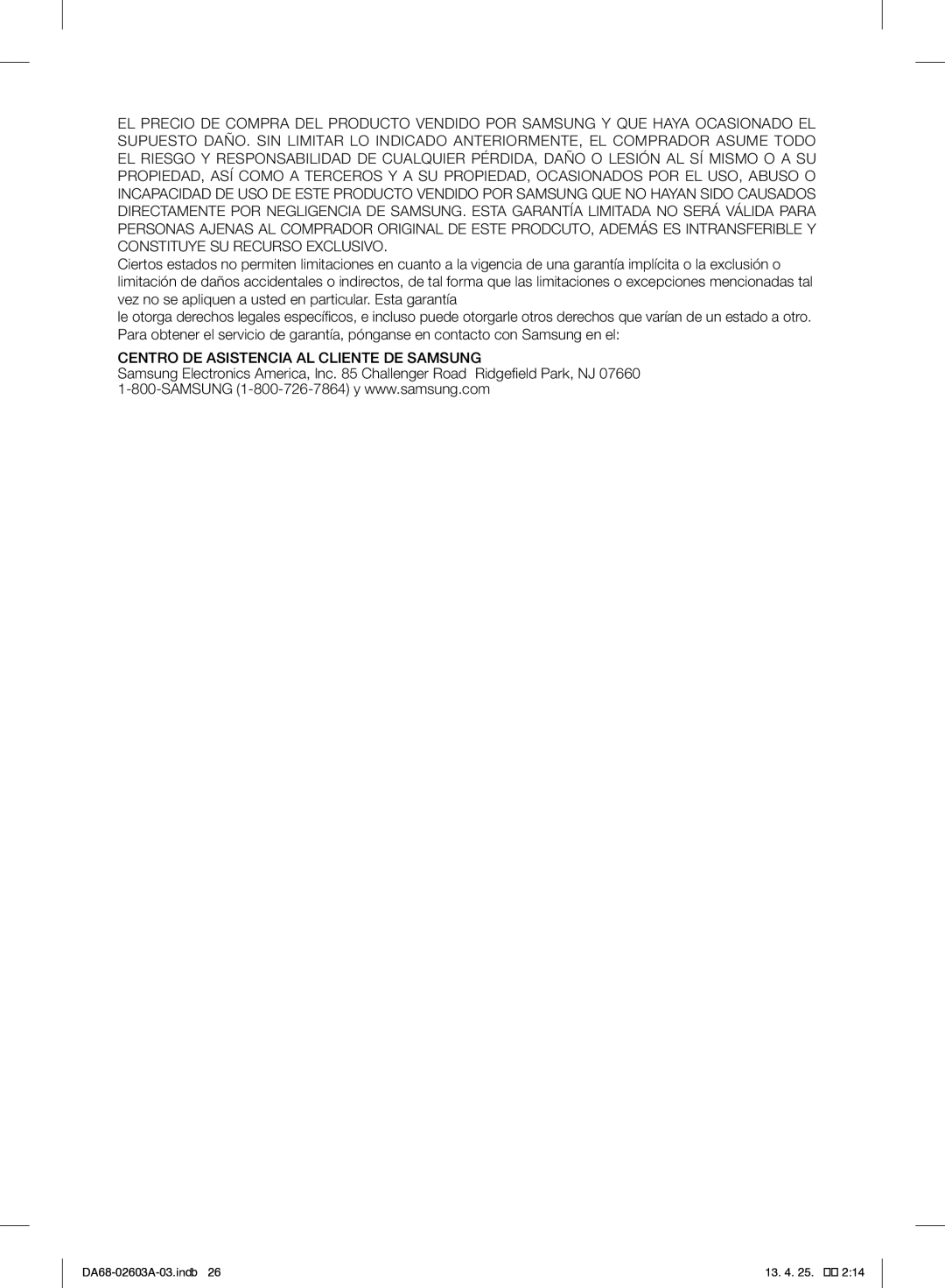 Samsung RF323TEDBWW, RF323TEDBSR, RF323TEDBBC user manual Centro DE Asistencia AL Cliente DE Samsung 