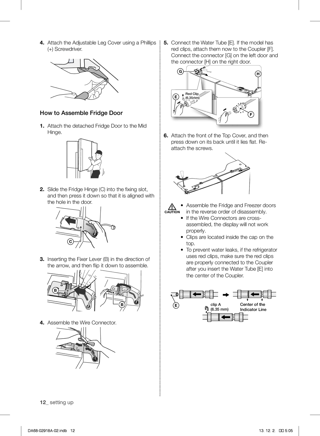 Samsung RF32FMQDBSR user manual How to Assemble Fridge Door, Assemble the Wire Connector 