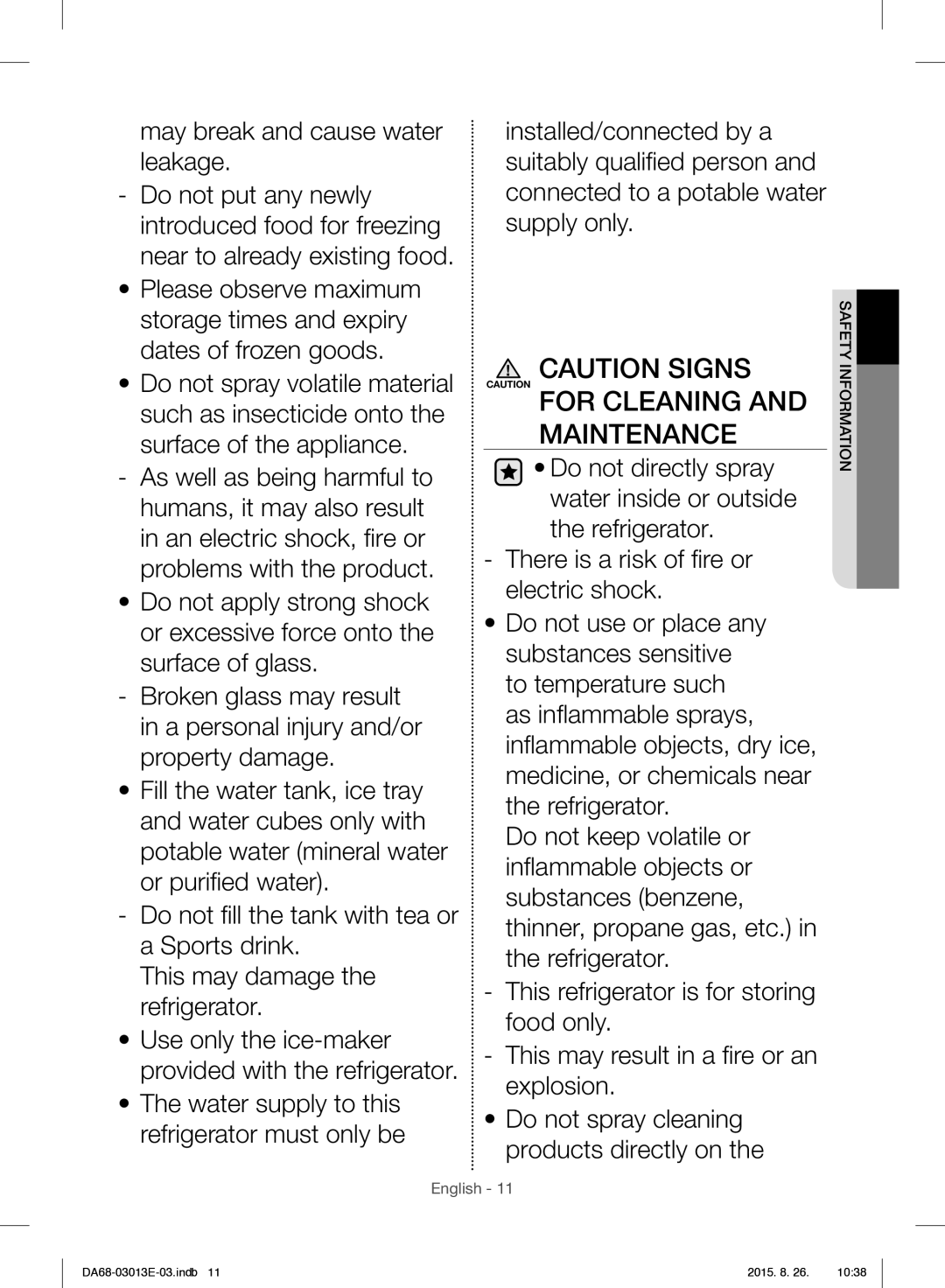 Samsung RF34H9950S4/ES manual For Cleaning and Maintenance 