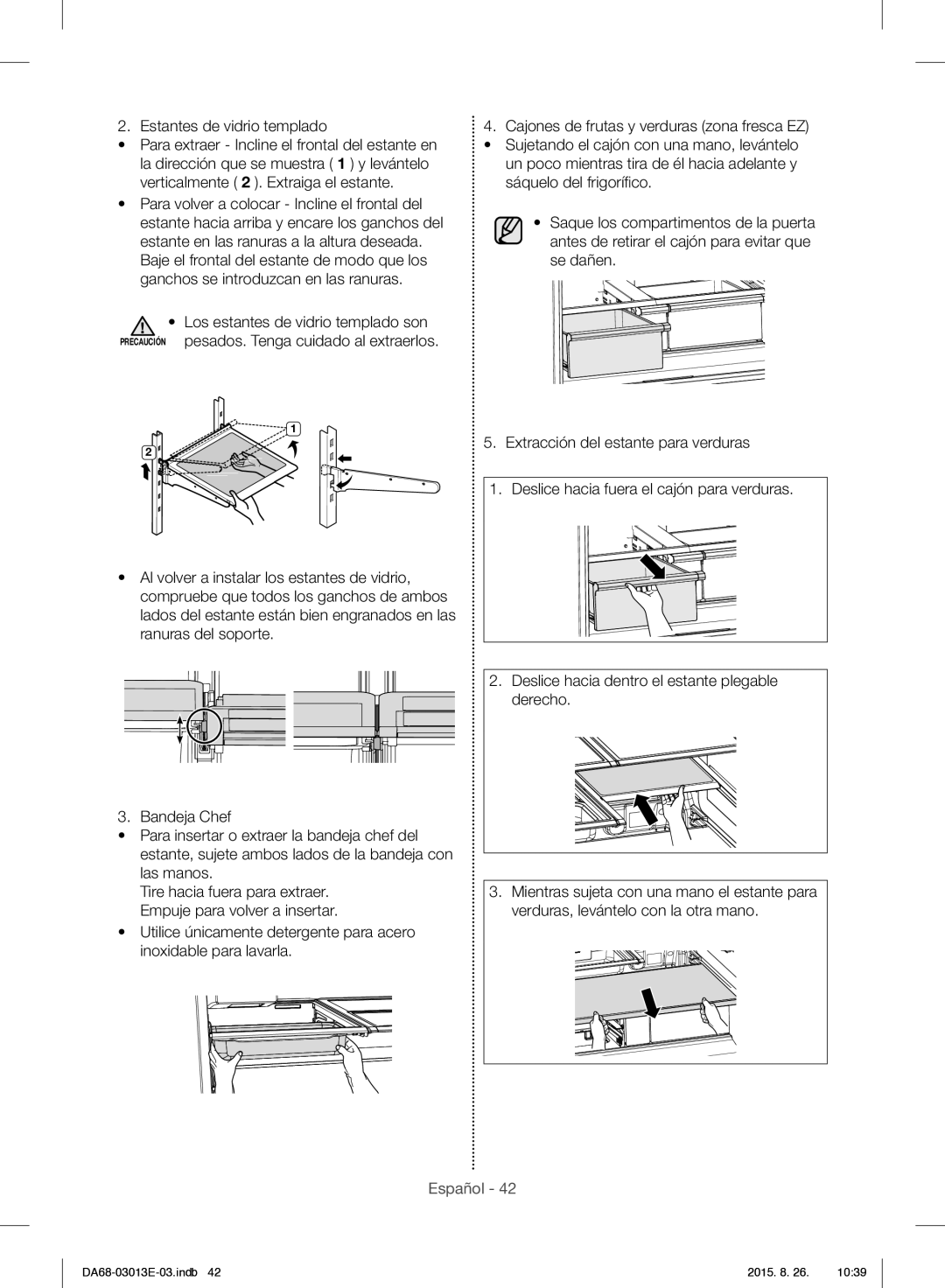 Samsung RF34H9950S4/ES manual Estantes de vidrio templado 