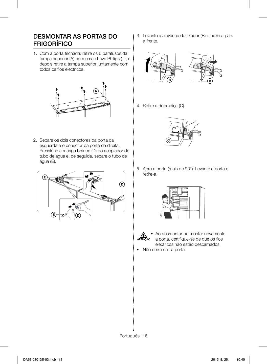 Samsung RF34H9950S4/ES manual Desmontar AS Portas do Frigorífico 