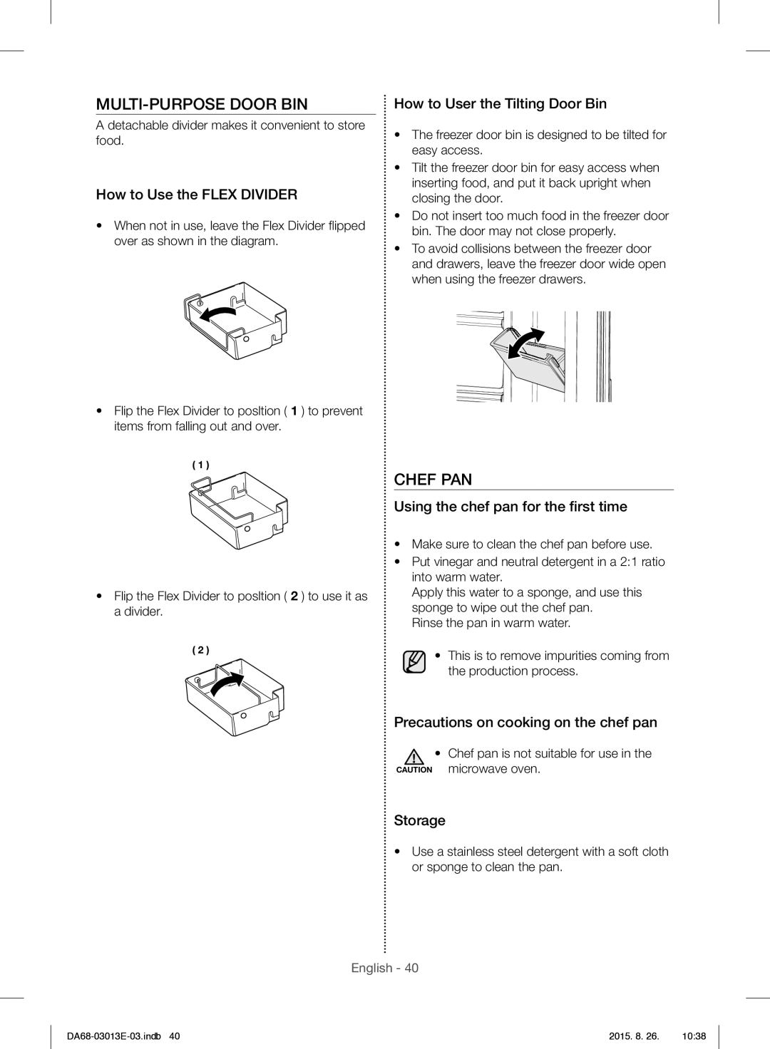 Samsung RF34H9950S4/ES manual MULTI-PURPOSE Door BIN, Chef PAN 