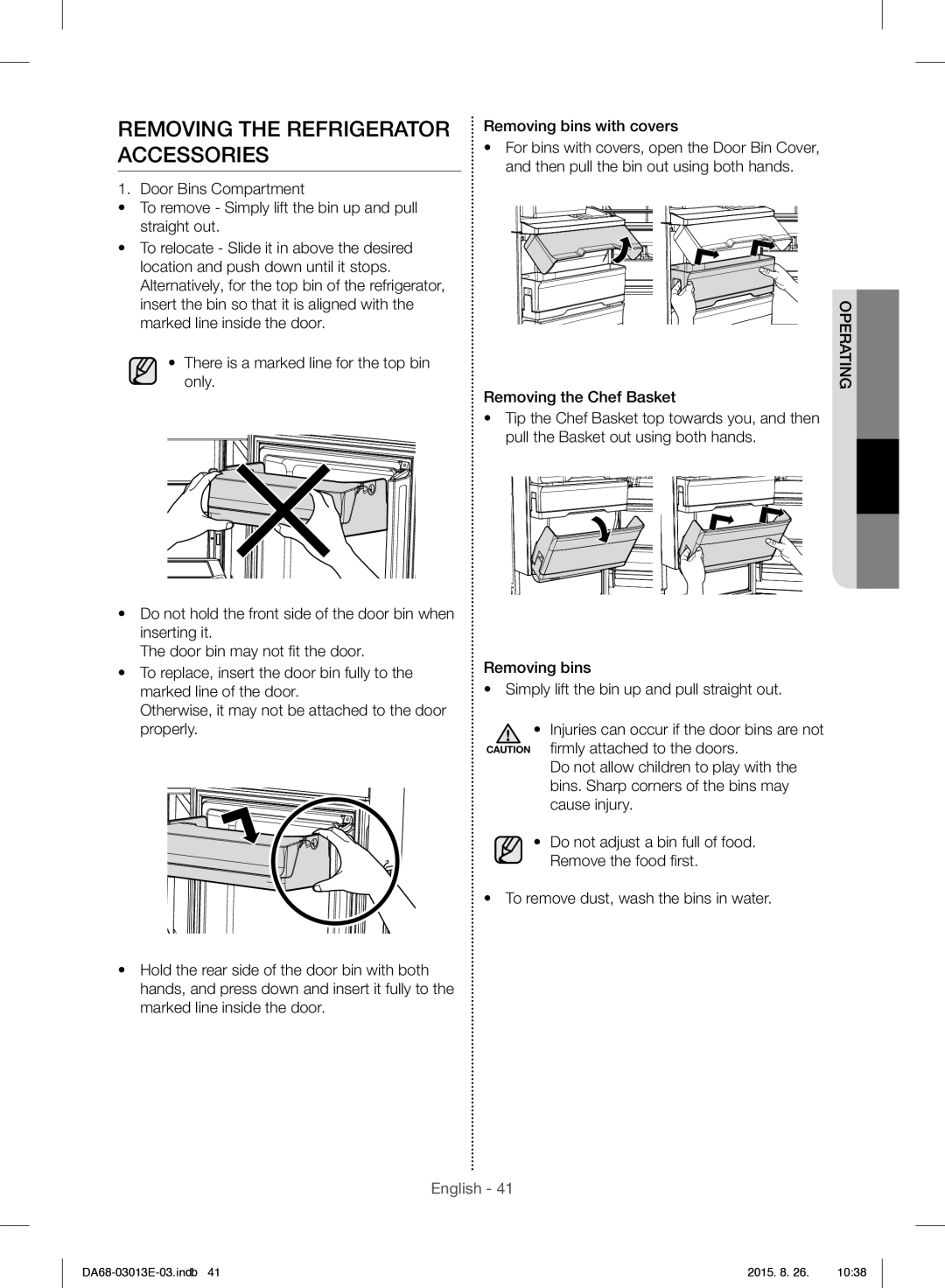 Samsung RF34H9950S4/ES manual Removing the Refrigerator Accessories 