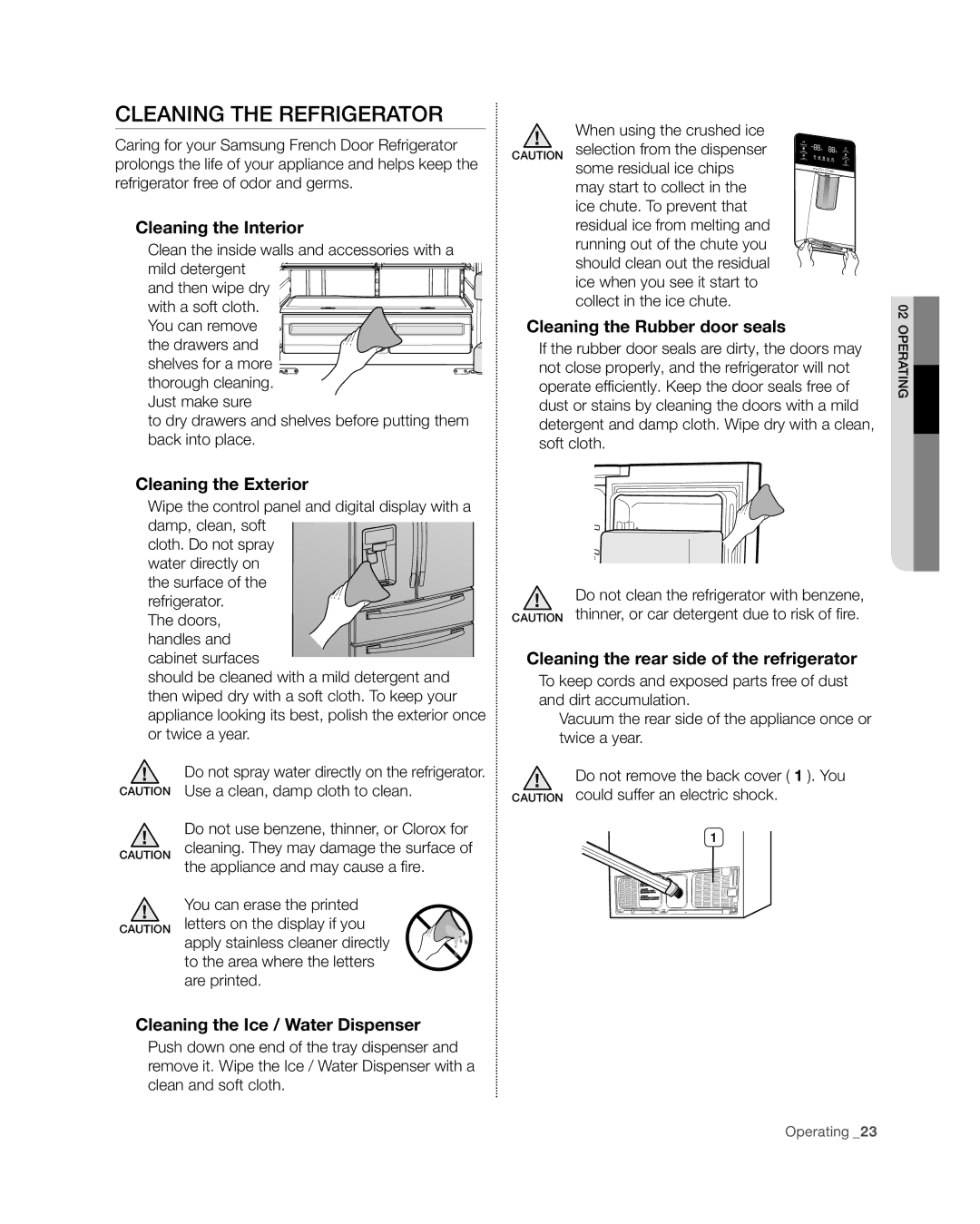 Samsung RF4267HA user manual Cleaning the refrigerator 