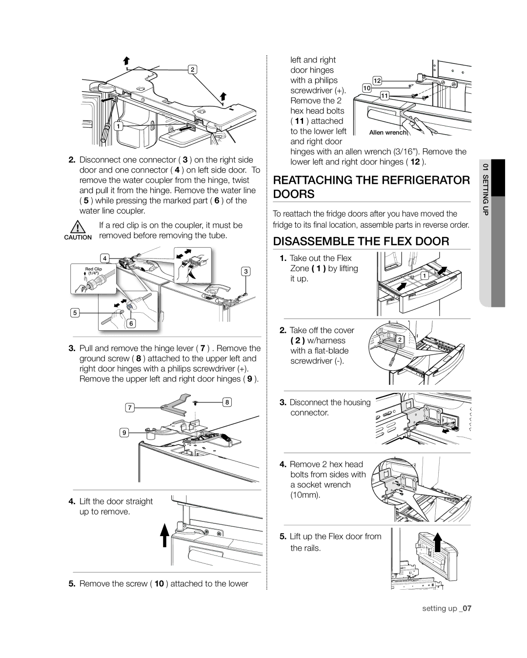 Samsung RF4267HA Reattaching the refrigerator doors, Disassemble the Flex door, Removed before removing the tube 