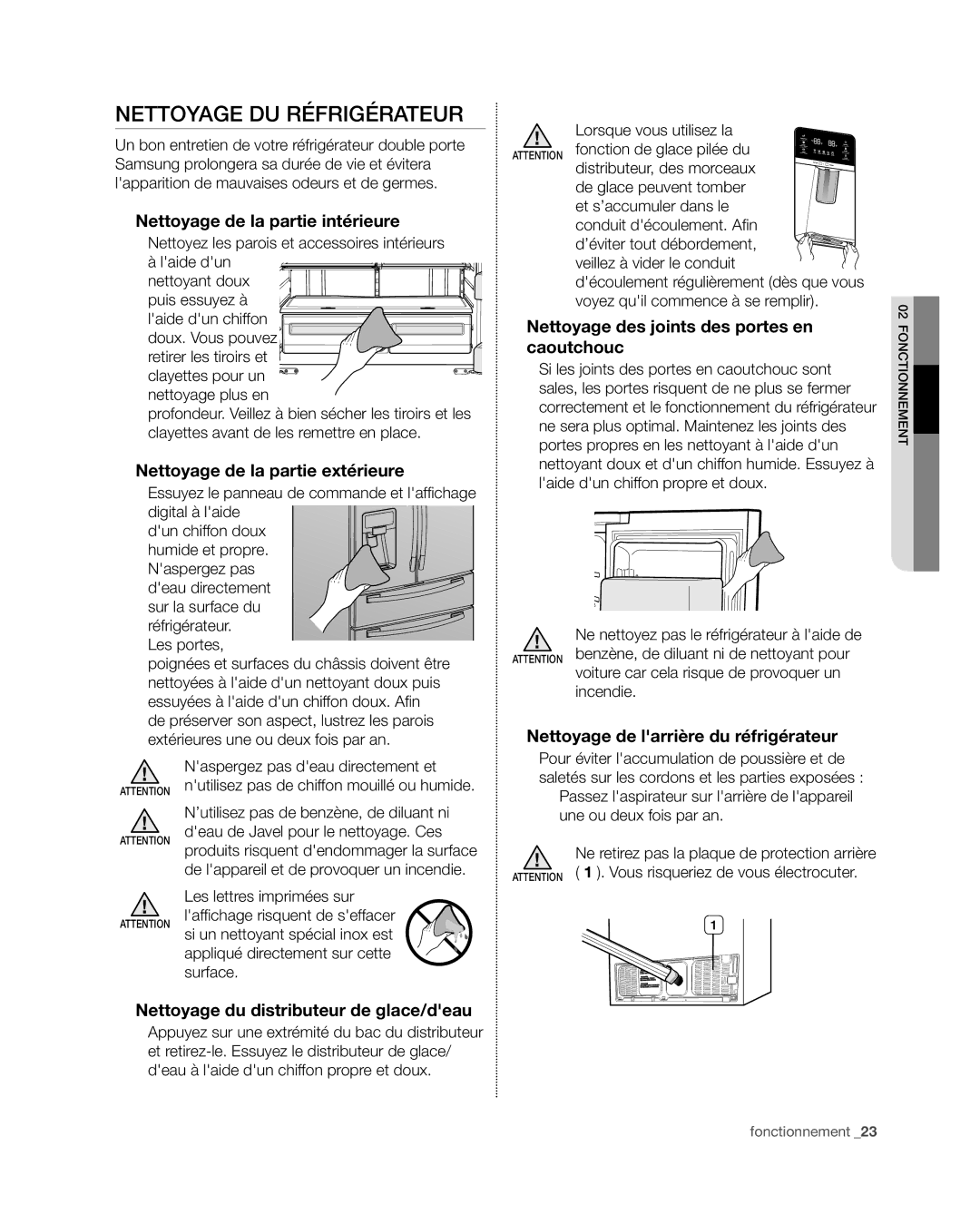 Samsung RF4267HA user manual Nettoyage du réfrigérateur 