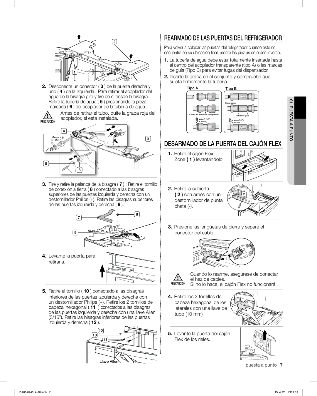 Samsung RF4267HAWP De guía Tipo B para evitar fugas del dispensador, Inserte la grapa en el conjunto y compruebe que 