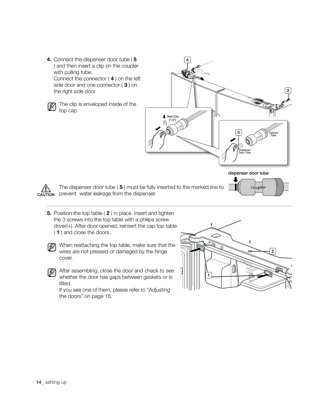 Samsung RF4287HA user manual Dispenser door tube 