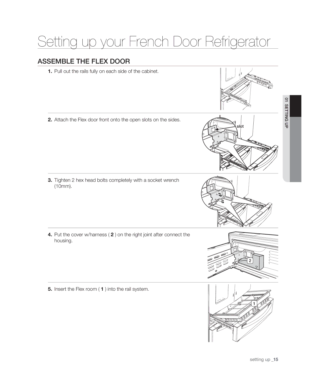 Samsung RF4287HA user manual Assemble the Flex door 