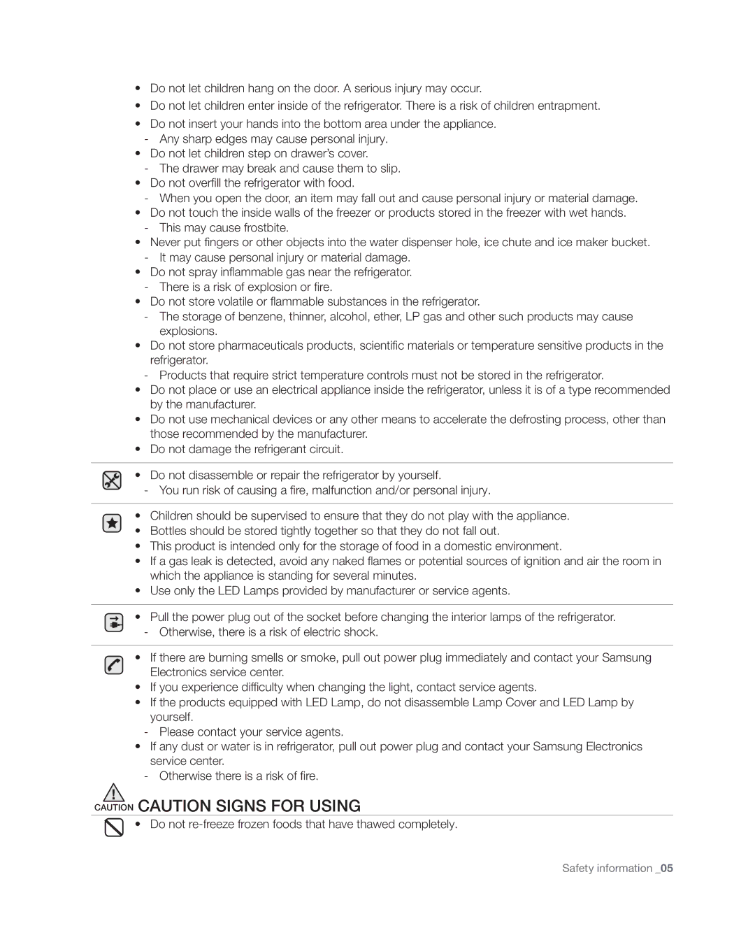 Samsung RF4287HA user manual Safety information 