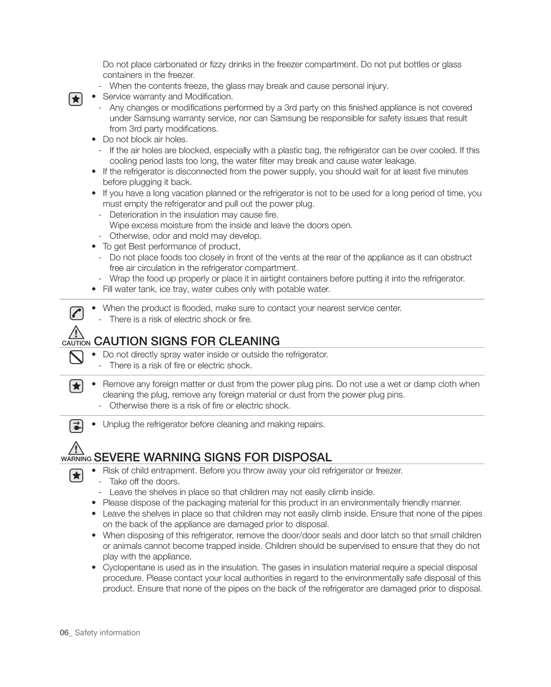 Samsung RF4287HA user manual Safety information 