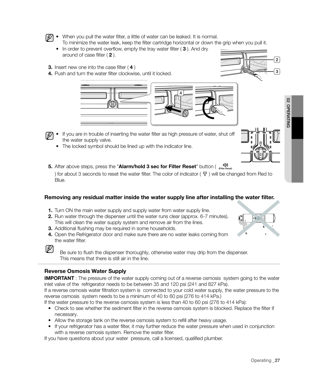 Samsung RF4287HA user manual Reverse Osmosis Water Supply 