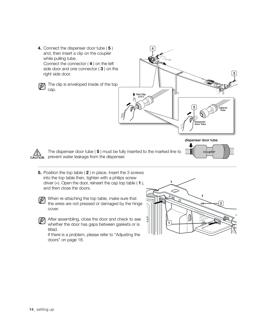 Samsung RF4287HARS user manual Dispenser door tube 