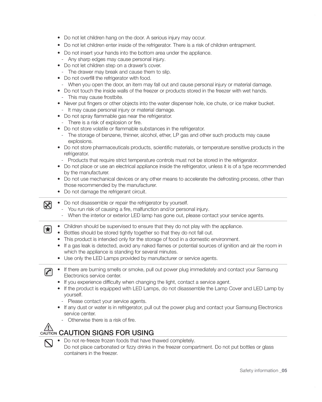 Samsung RF4287HARS user manual Safety information 