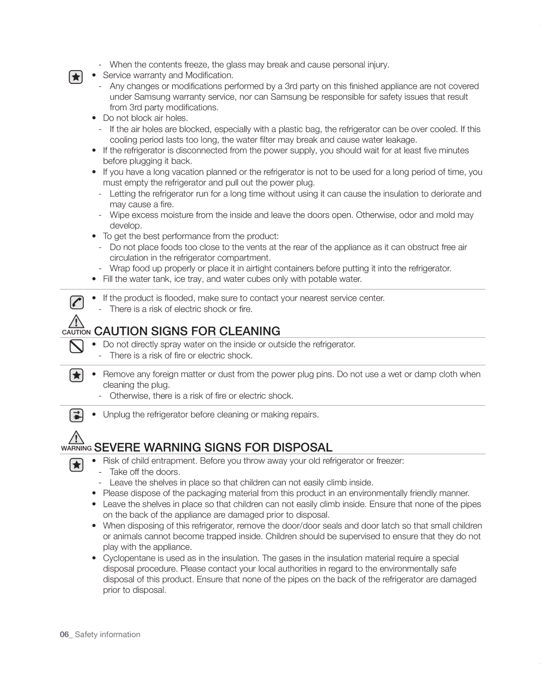 Samsung RF4287HARS user manual Safety information 